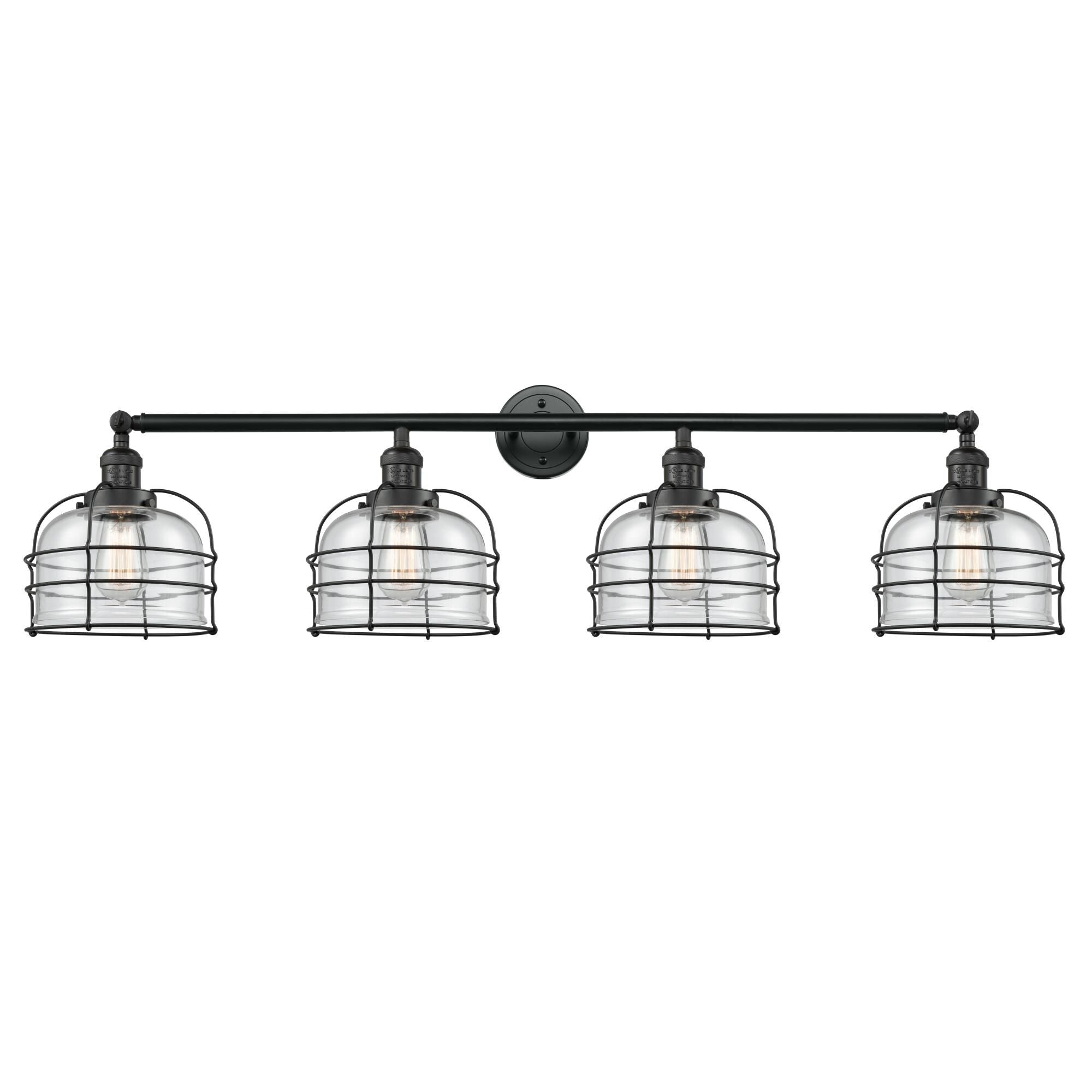 Innovations Lighting Bruno Marashlian Large Bell Cage 44 Inch 4 Light Bath Vanity Light Large Bell Cage - 215-BK-G72-CE - Industrial