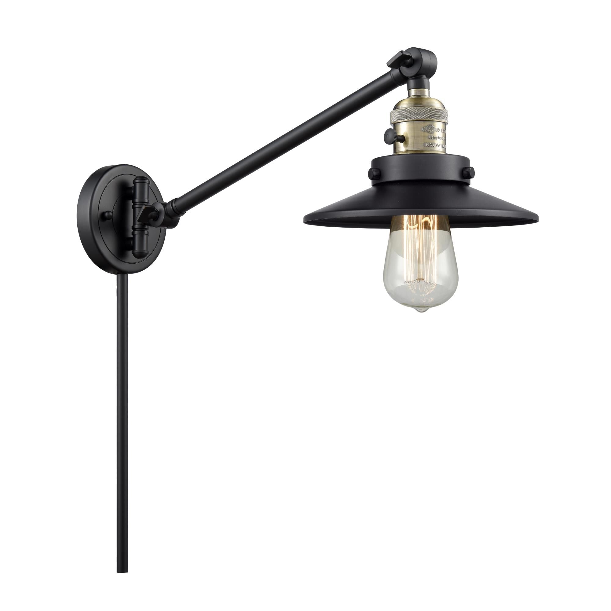 Innovations Lighting Bruno Marashlian Railroad Wall Swing Lamp Railroad - 237-BAB-M6-BK - Restoration-Vintage