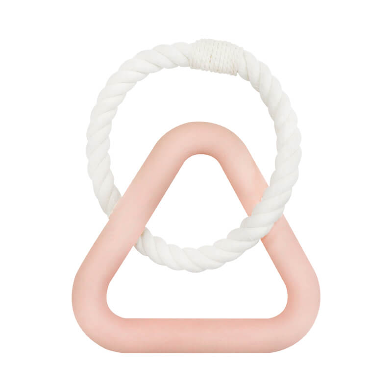 Interactive Tug-of-War Dog Toy Teeth Cleaning Rubber Chew Toy, Triangle - Pink