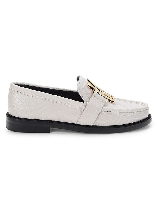 ! Snake Embossed Leather Loafers - White - 38(8)