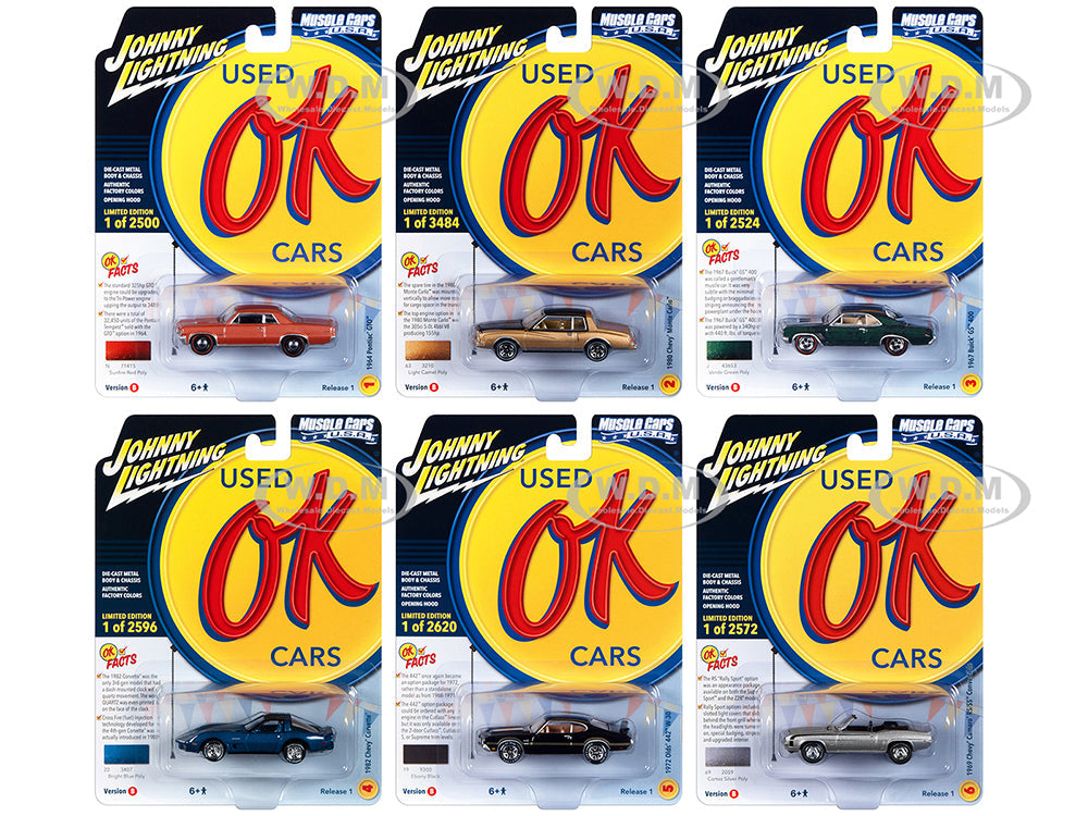 "Muscle Cars USA" 2023 Set B of 6 pieces Release 1 "OK Used Cars" 164 Diecast Model Cars by Johnny Lightning