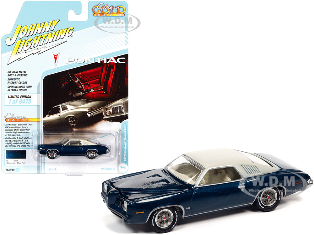 1973 Pontiac Grand Am Admirality Blue Metallic with Cream Top "Classic Gold Collection" Series Limited Edition to 9478 pieces Worldwide 1-64 Diecast