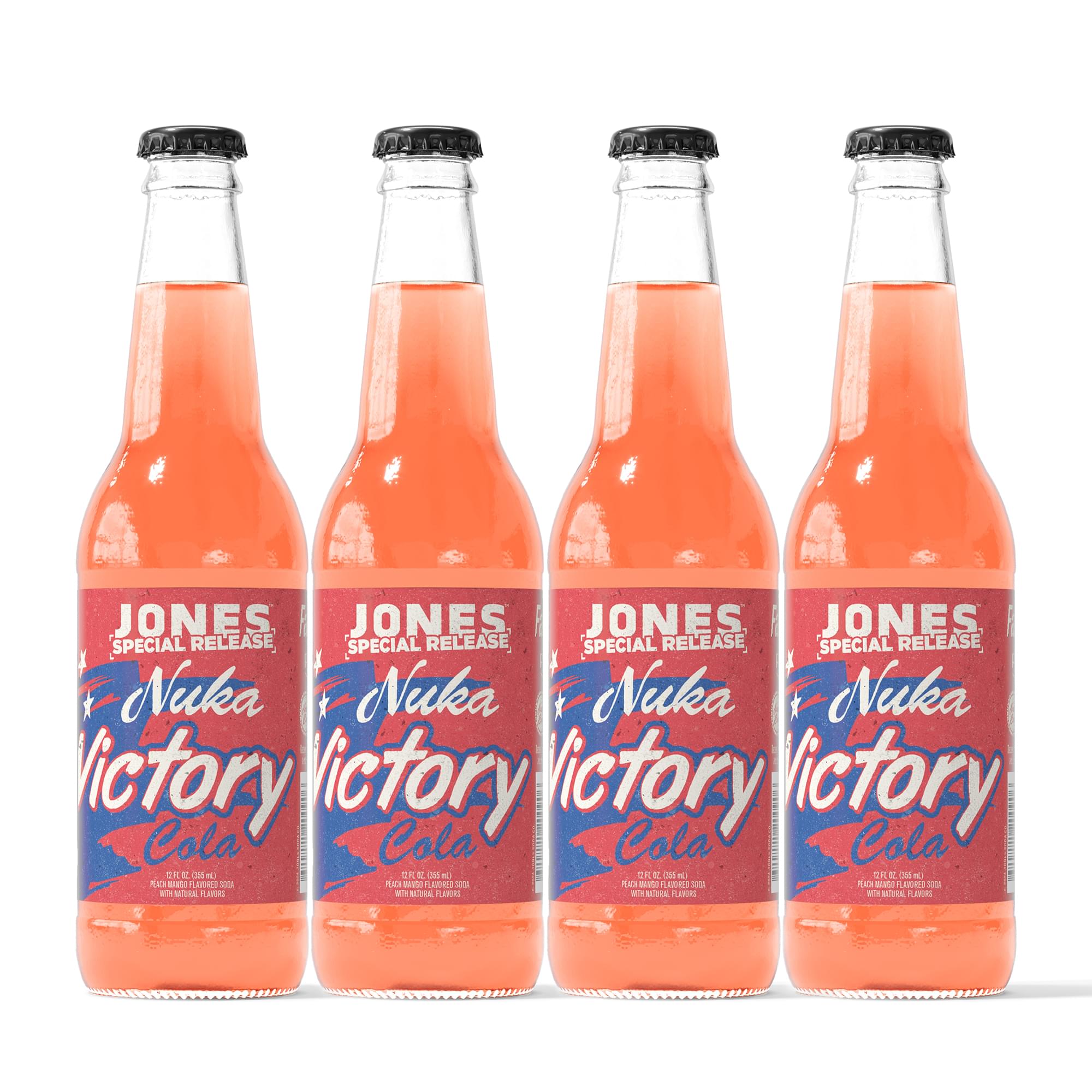 Fallout Jones Soda 12oz Nuka-Cola Victory| Peach Mango Drink Set of 4
