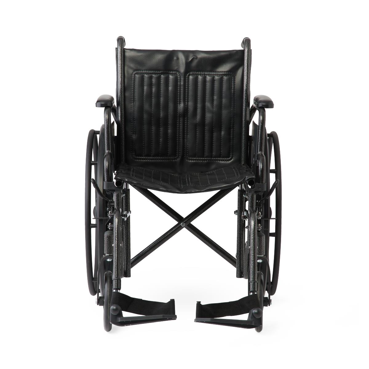 18" Wide K1 Basic Vinyl Wheelchair with Swing-Back Desk-Length Arms and Swing-Away Leg Rests
