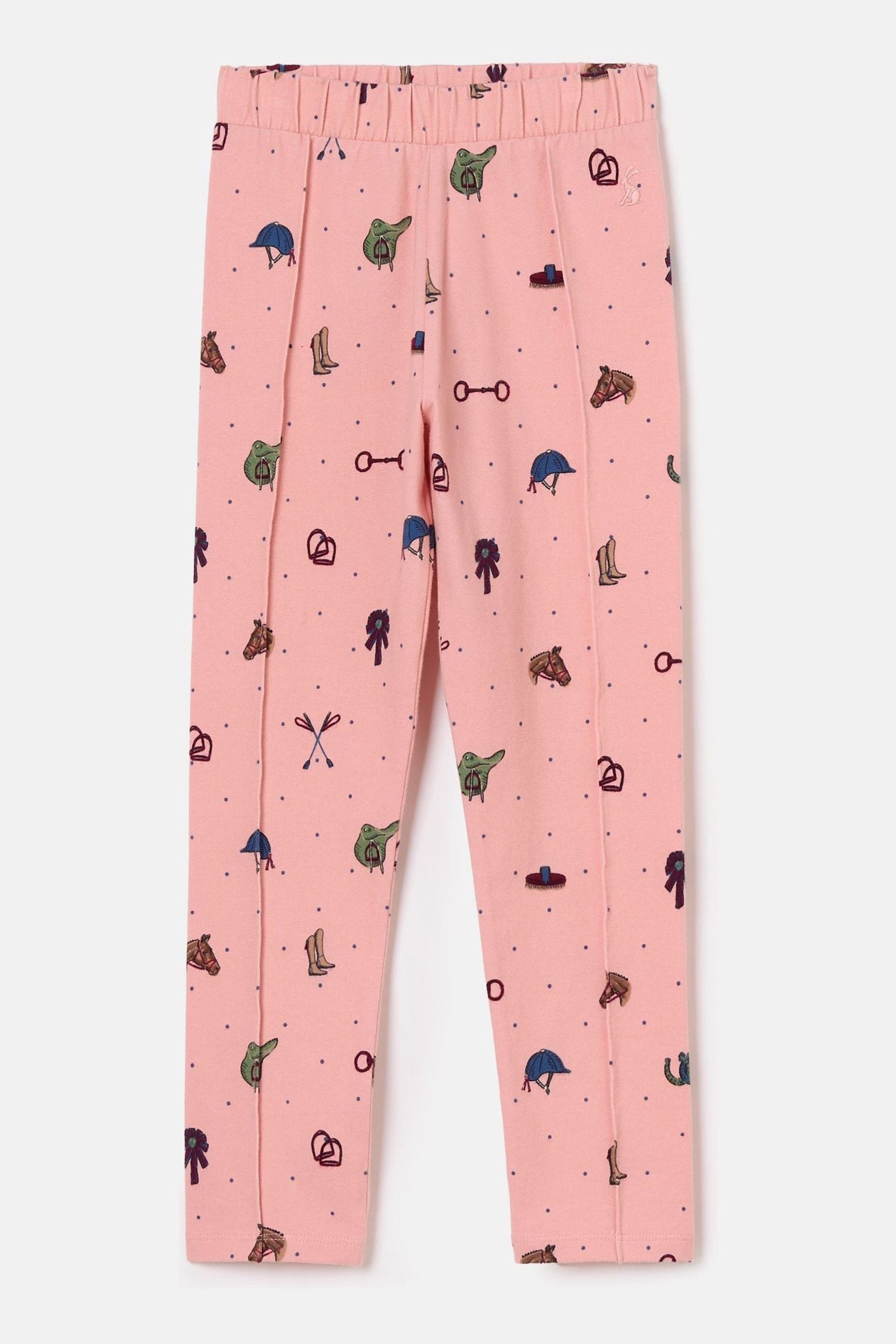 Joules - Girls' Dee Dee Pink Horse Print Leggings