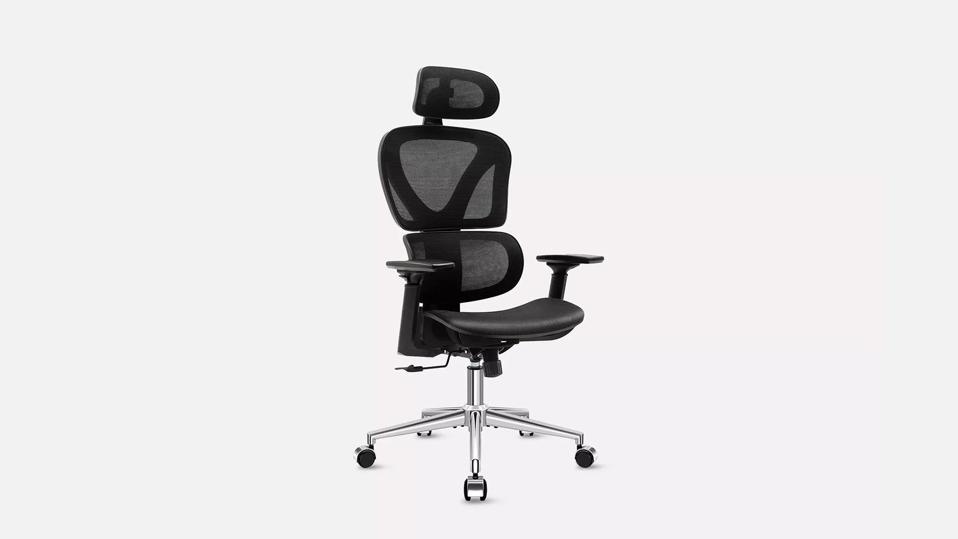 KERDOM FelixKing Ergonomic Chair: Double Lumbar Support Black - NS-Silver Stand