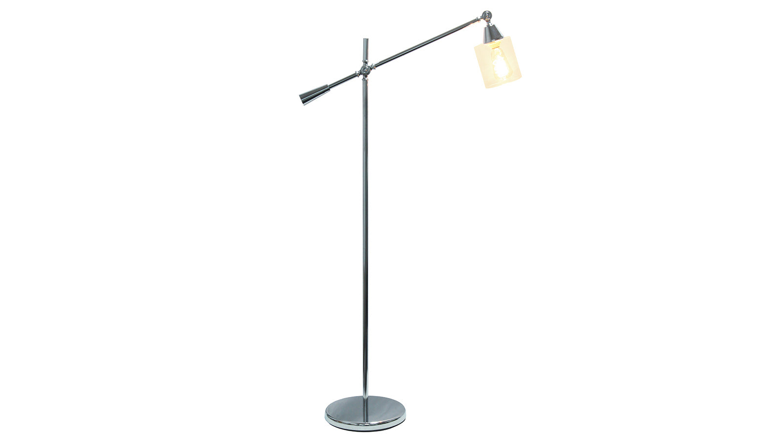 All the Rages Swing Arm Floor Lamp with Clear Glass Cylindrical Shade Chrome
