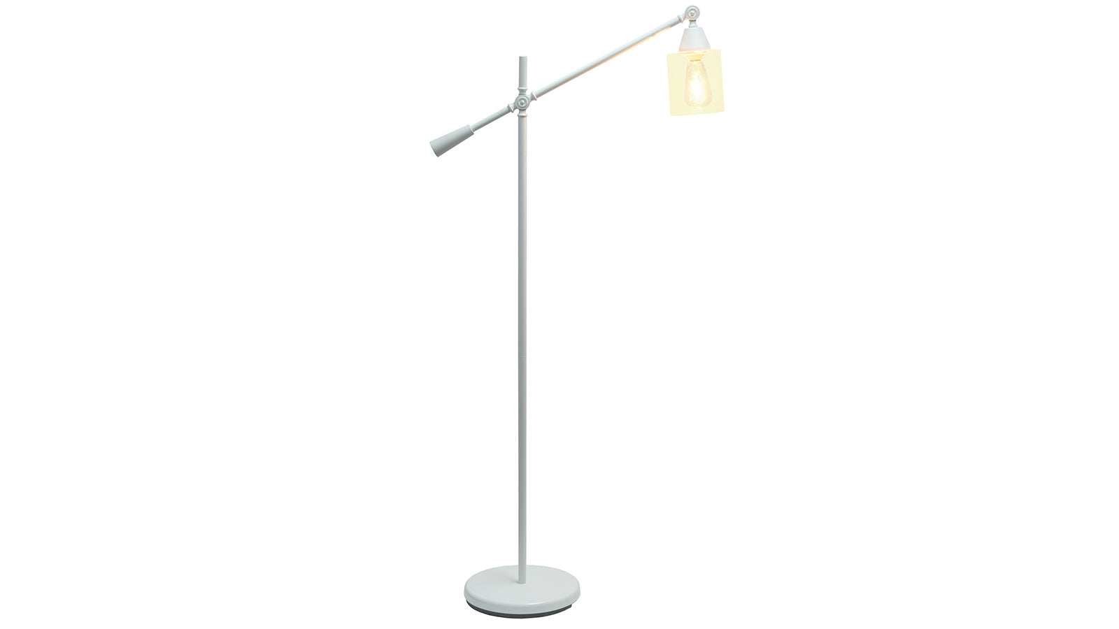 All the Rages Swing Arm Floor Lamp with Clear Glass Cylindrical Shade White