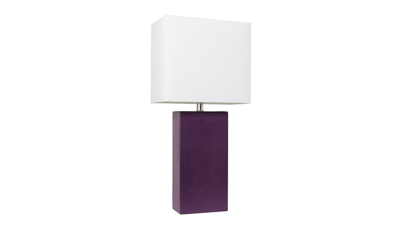 All the Rages Lexington 21" Leather Base Modern Home Décor Bedside Table Lamp Eggplant Purple