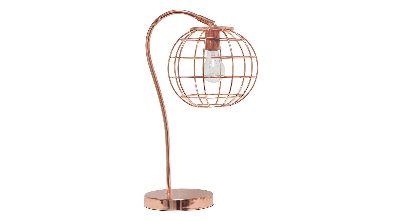 All the Rages Arched Metal Cage Table Lamp Rose Gold