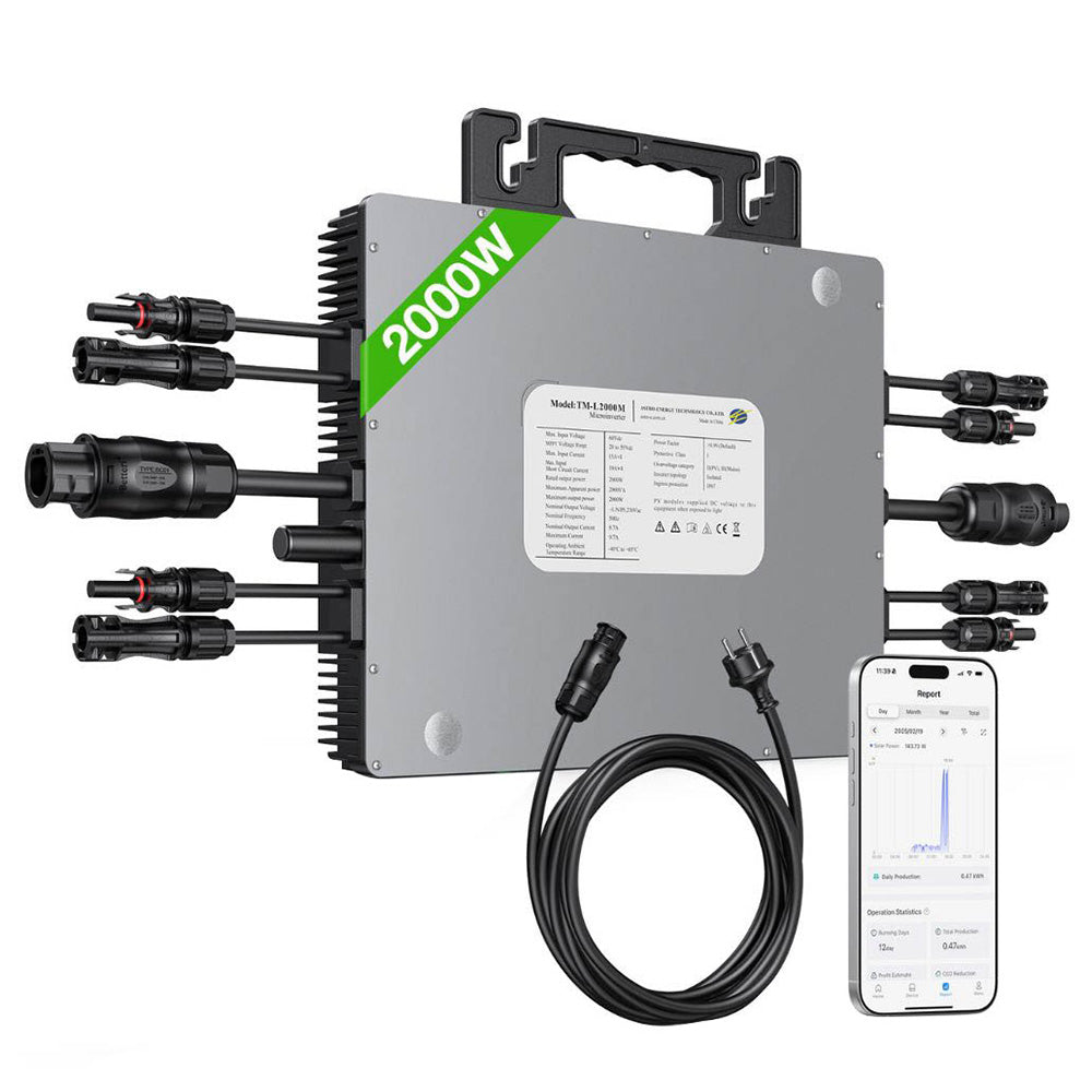 LIONSHEE LS-L2000M 2000W Micro Inverter 4 MPPTs 230V Output 96% Peak Efficiency IP67 Waterproof Wi-Fi Smart Monitoring