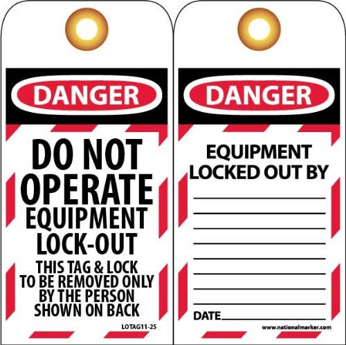 National Marker LOTAG11 "DO NOT OPERATE" Vinyl Lock-Out Tags