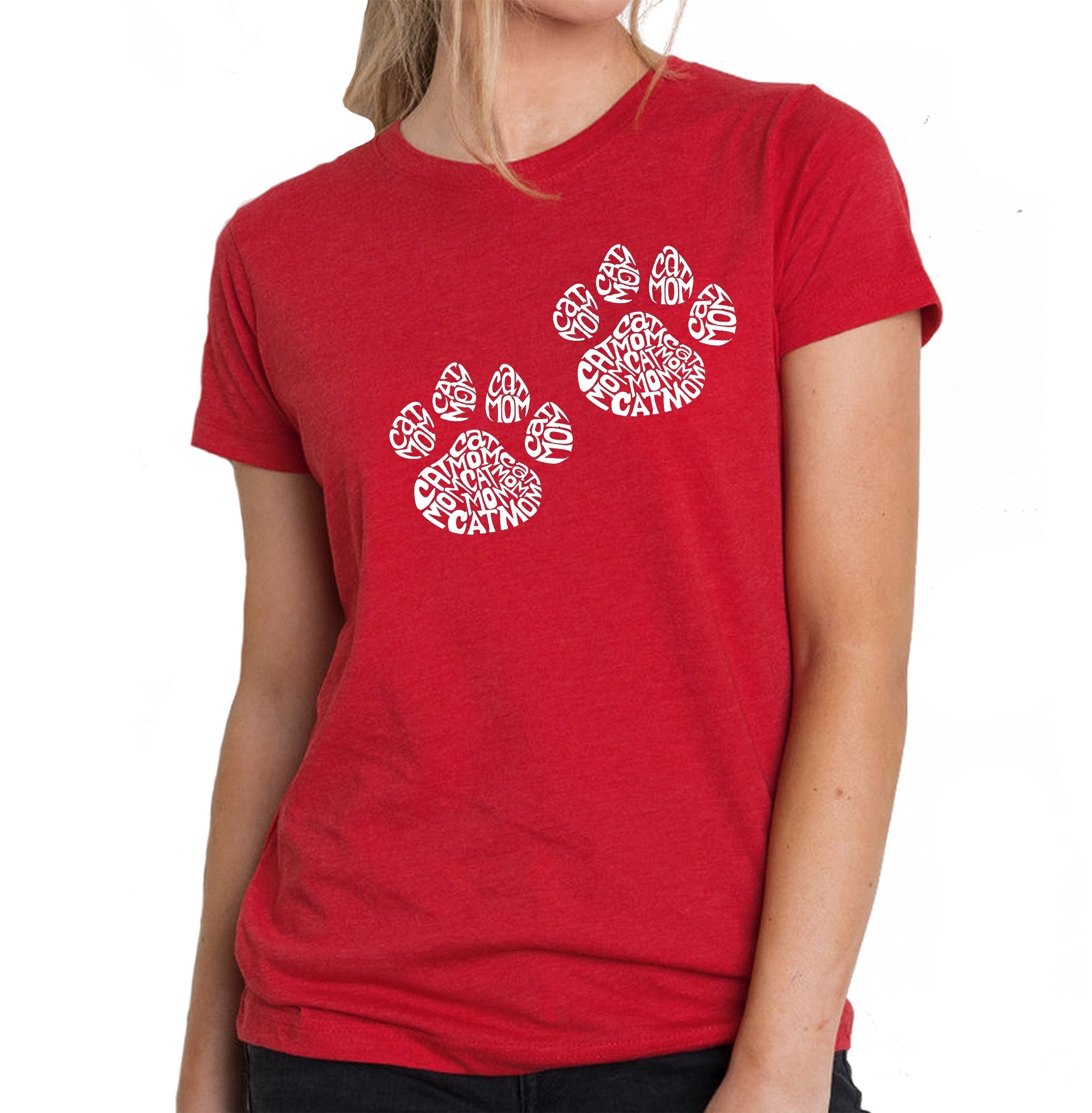 Cat Mom - Women's Premium Blend Word Art T-Shirt - Red - X-Large