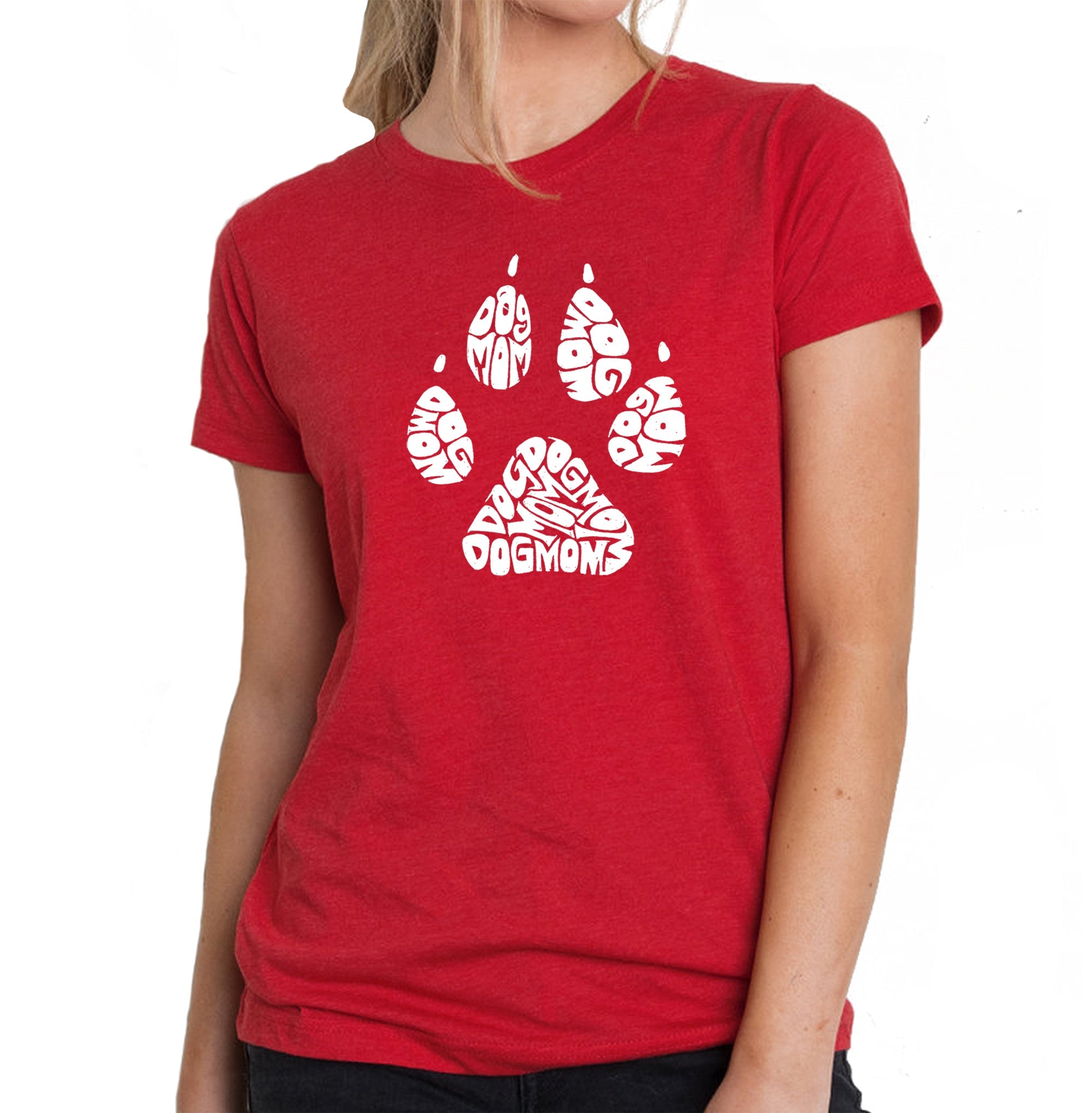 Dog Mom - Women's Premium Blend Word Art T-Shirt - Red - Small