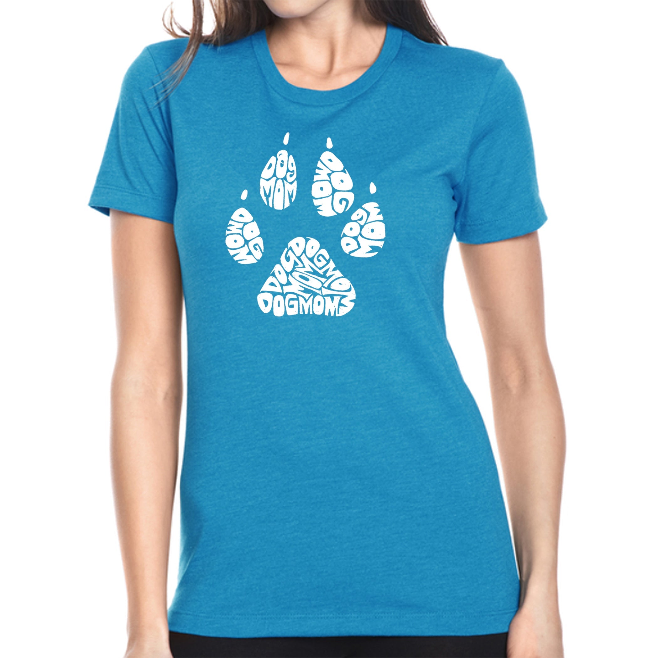Dog Mom - Women's Premium Blend Word Art T-Shirt - Turquoise - Small