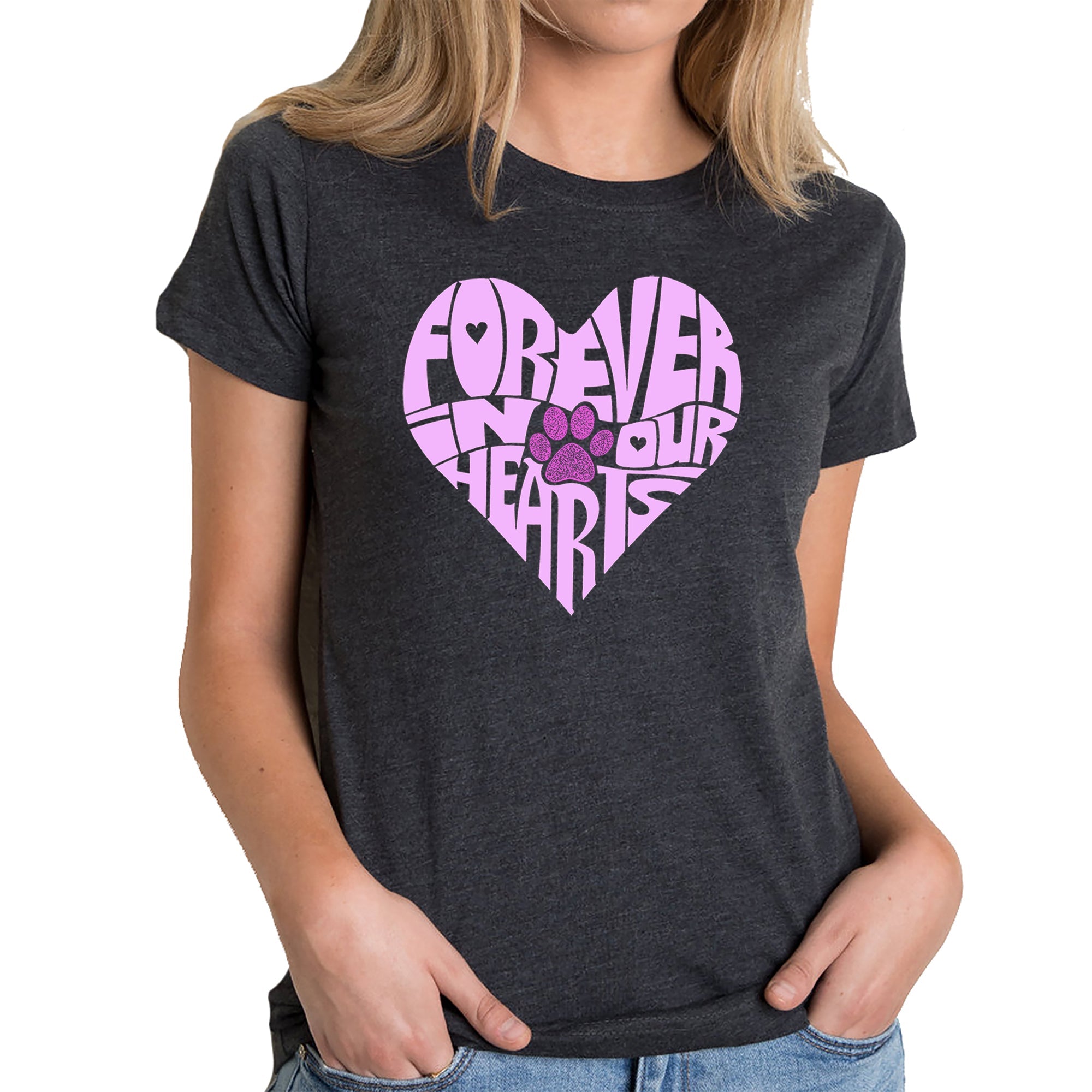 Forever In Our Hearts - Women's Premium Blend Word Art T-Shirt - Black - Large