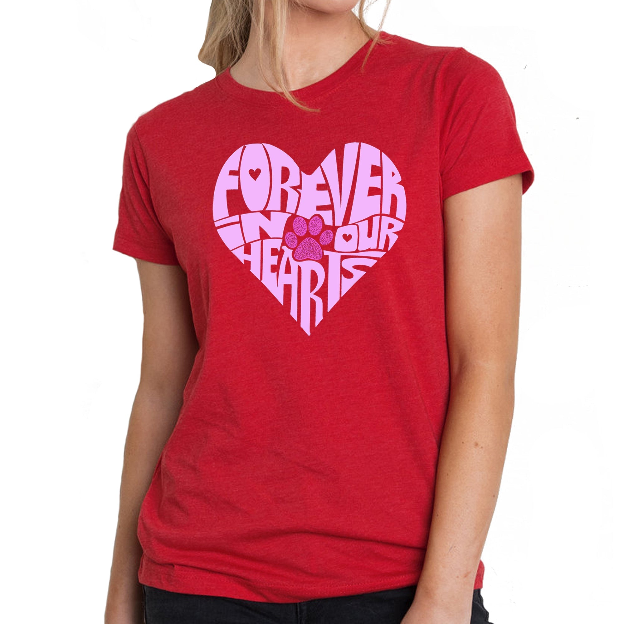 Forever In Our Hearts - Women's Premium Blend Word Art T-Shirt - Red - X-Large