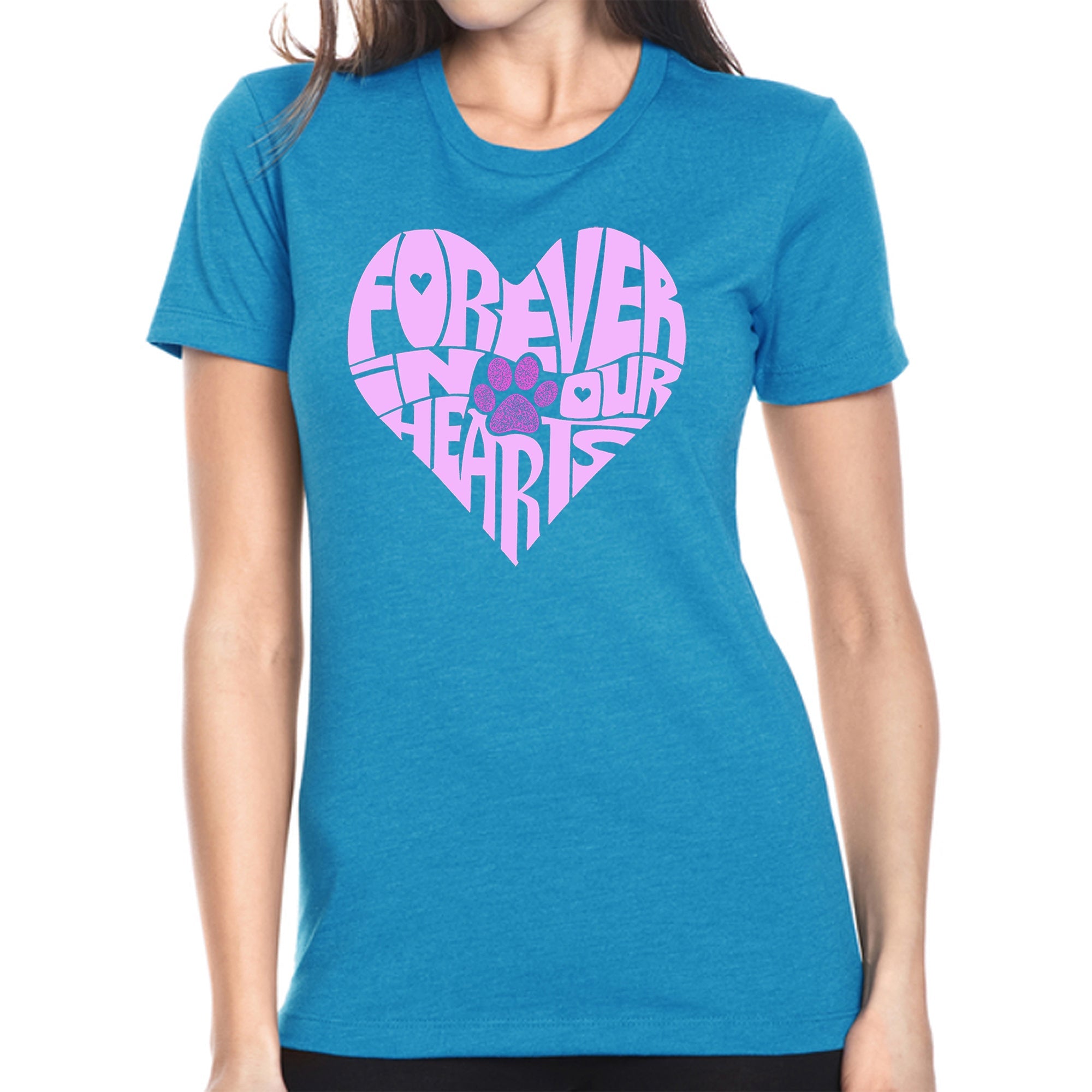 Forever In Our Hearts - Women's Premium Blend Word Art T-Shirt - Turquoise - XX-Large