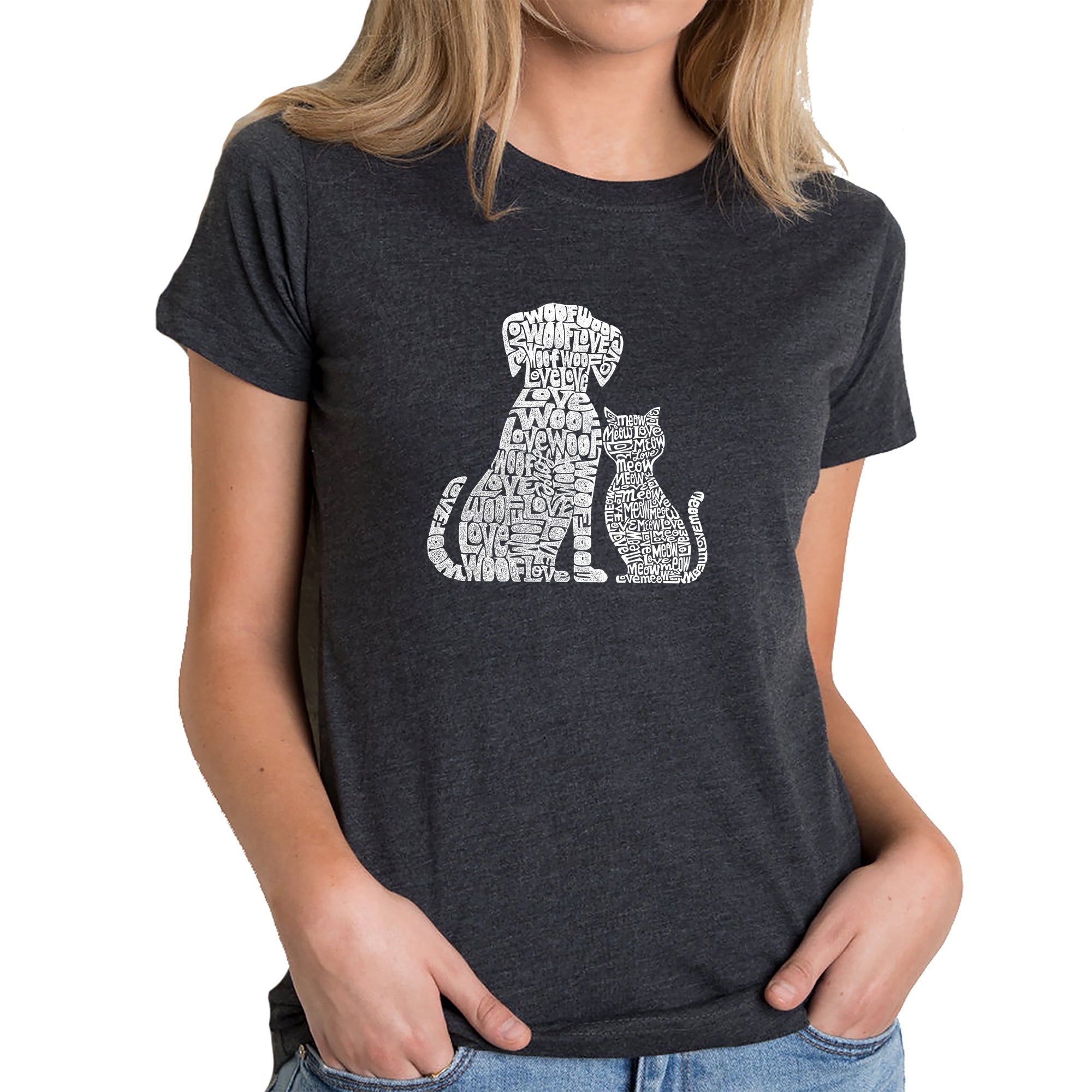 Dogs and Cats - Women's Premium Blend Word Art T-Shirt - Black - X-Large