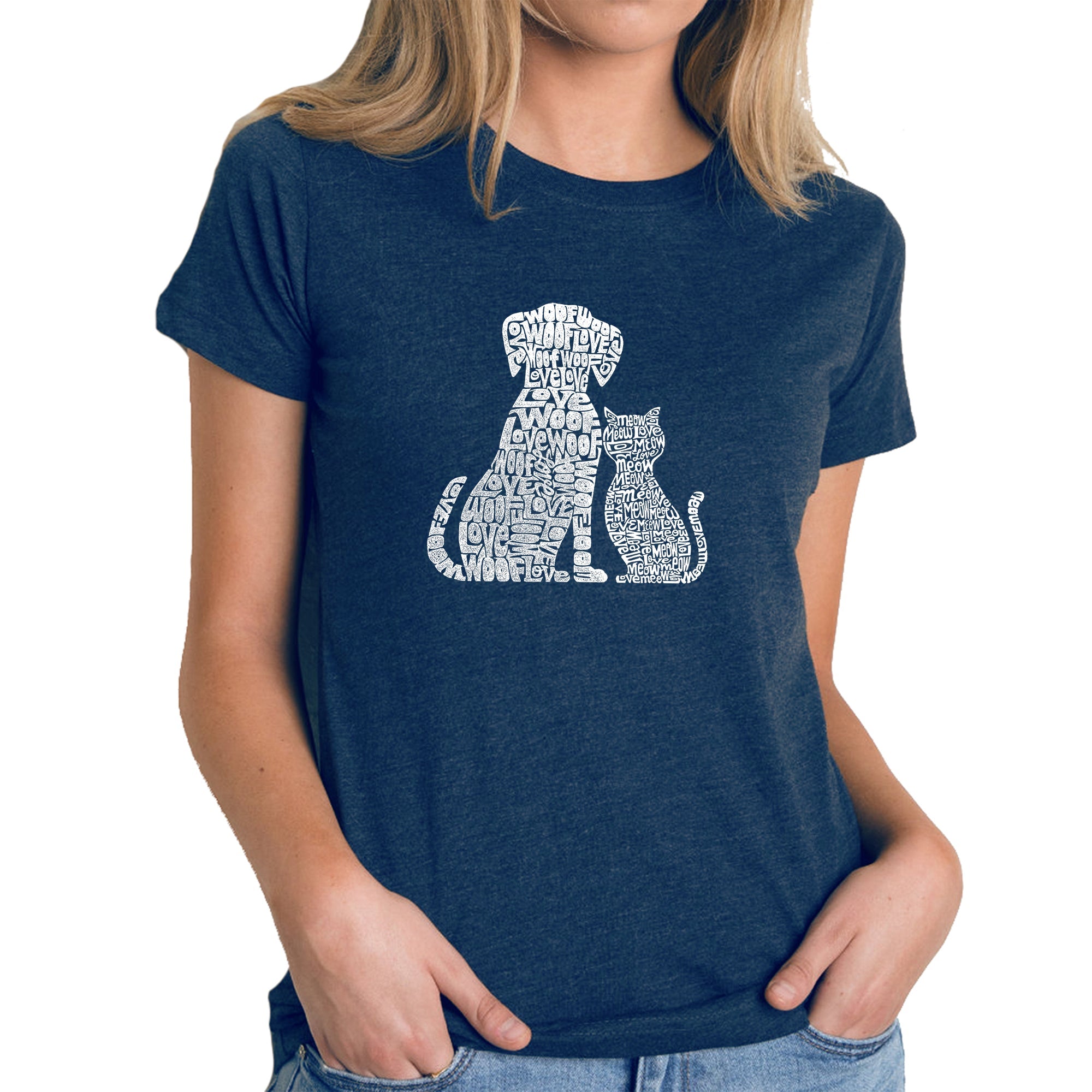 Dogs and Cats - Women's Premium Blend Word Art T-Shirt - Navy - Medium