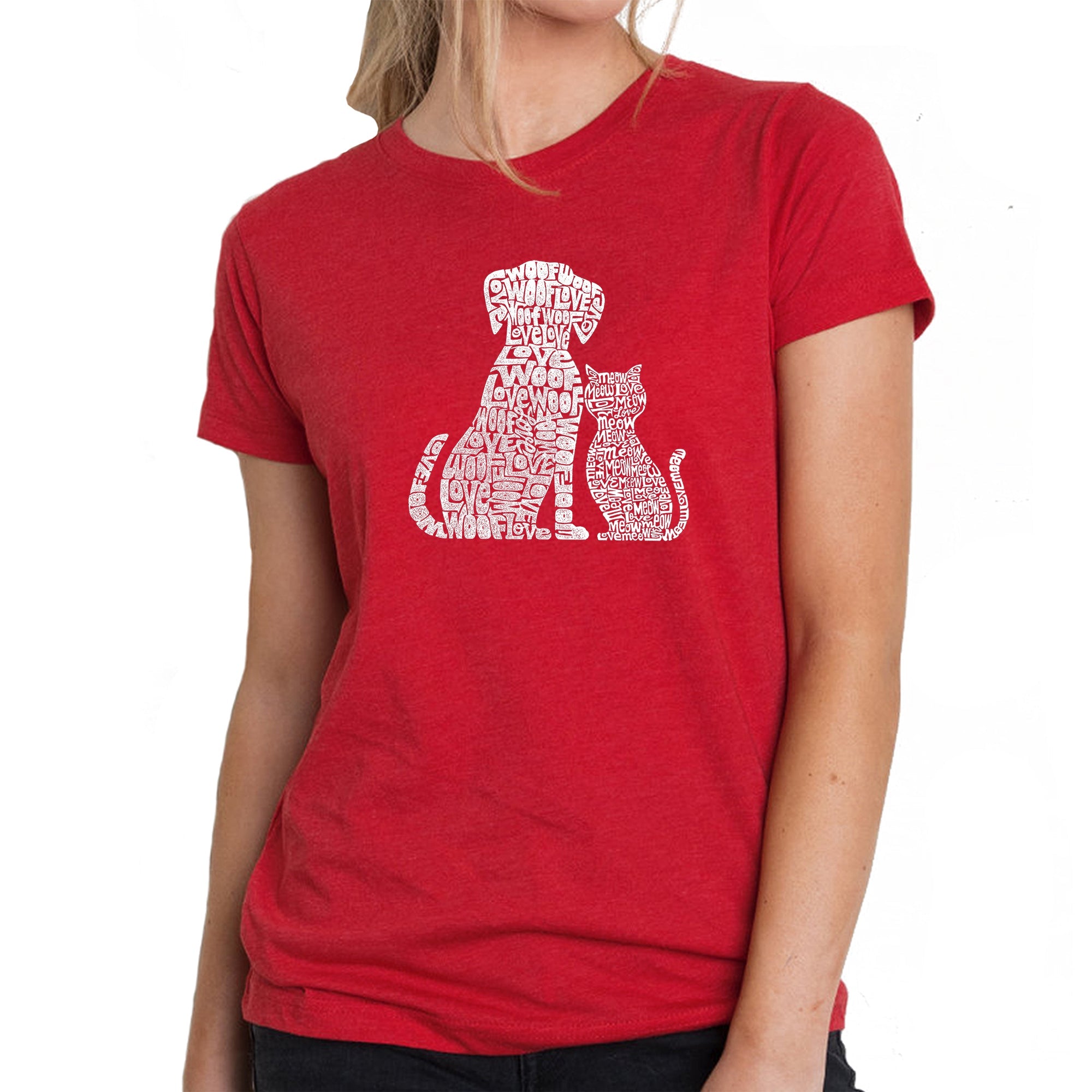 Dogs and Cats - Women's Premium Blend Word Art T-Shirt - Red - Large