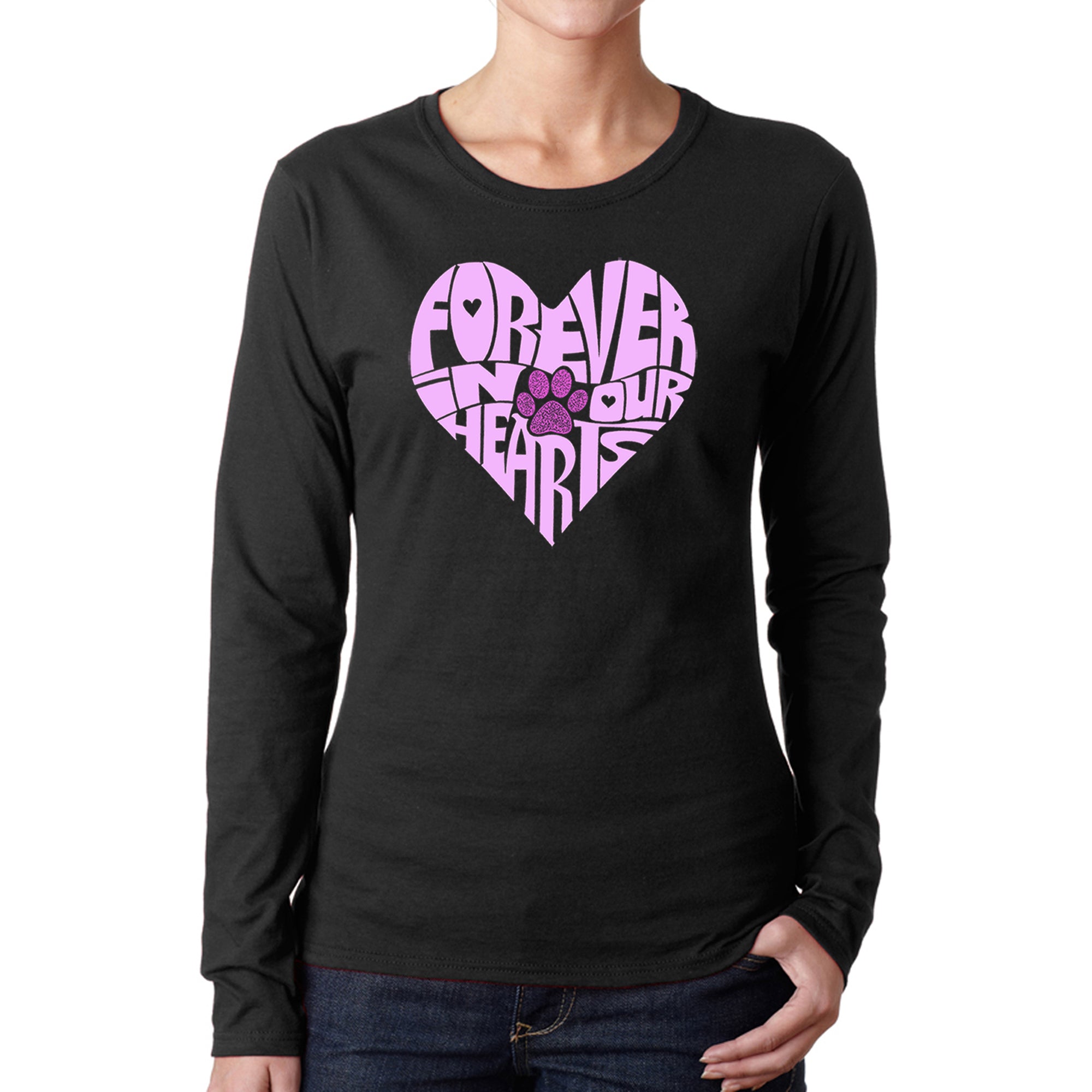 Forever In Our Hearts - Women's Word Art Long Sleeve T-Shirt - Black - XX-Large