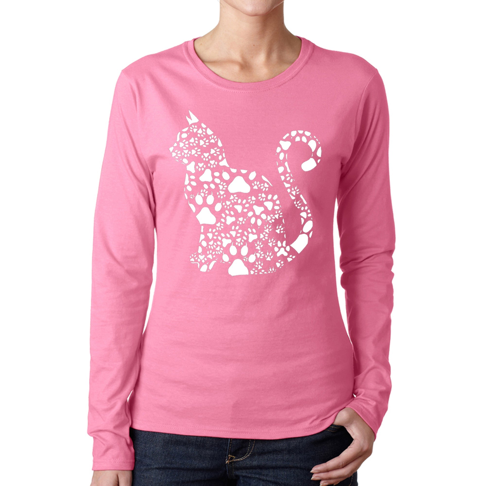 Cat Claws - Women's Word Art Long Sleeve T-Shirt - Pink - XX-Large