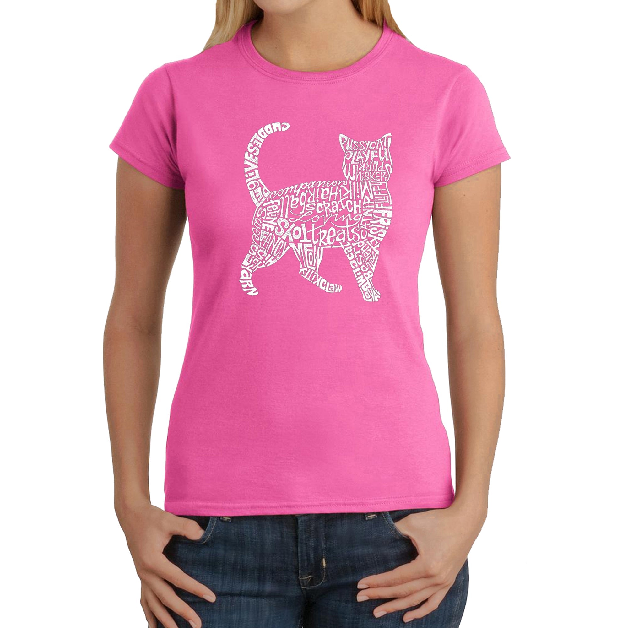 Cat - Women's Word Art T-Shirt - Pink - XX-Large