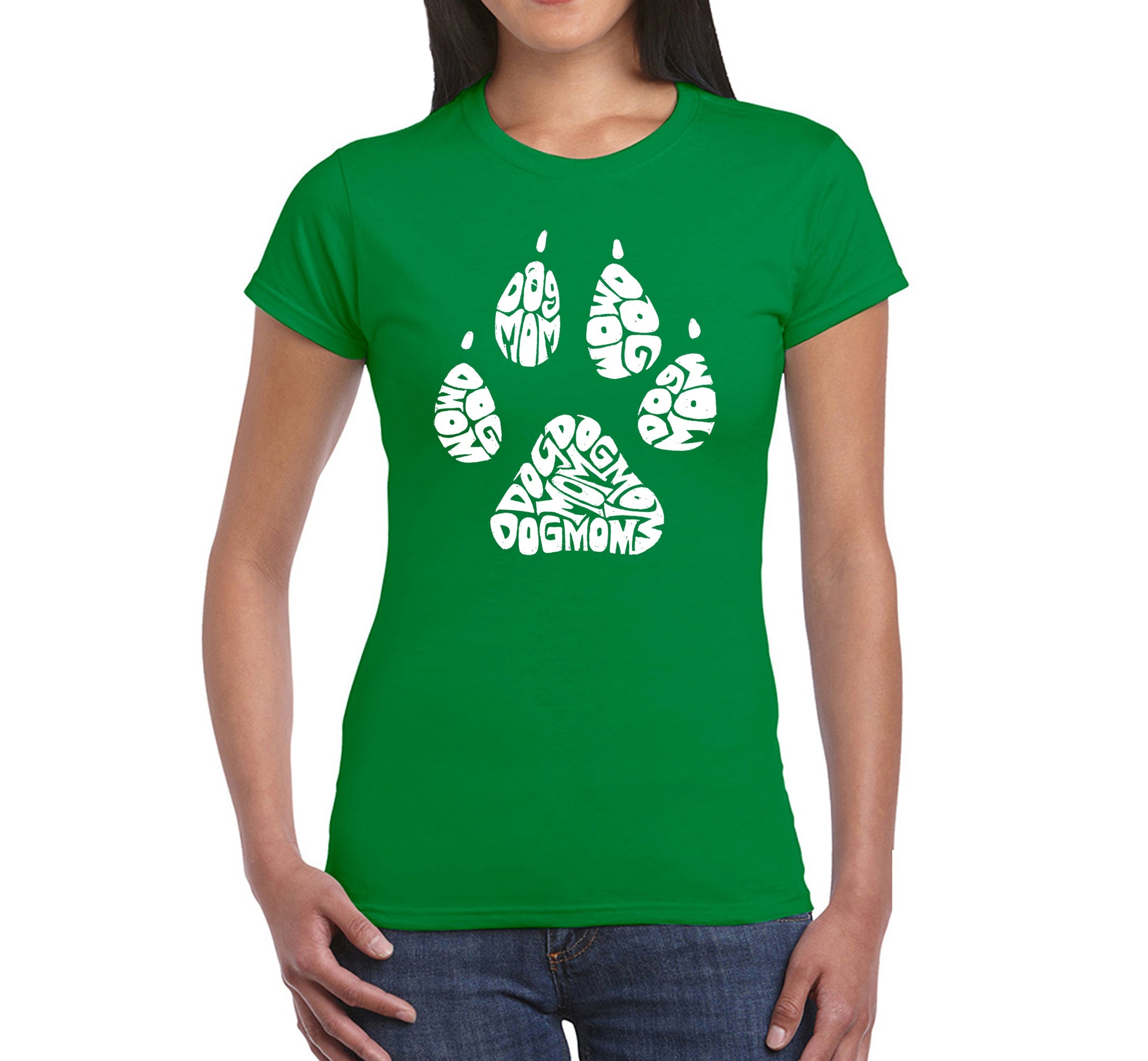 Dog Mom - Women's Word Art T-Shirt - Kelly - XX-Large