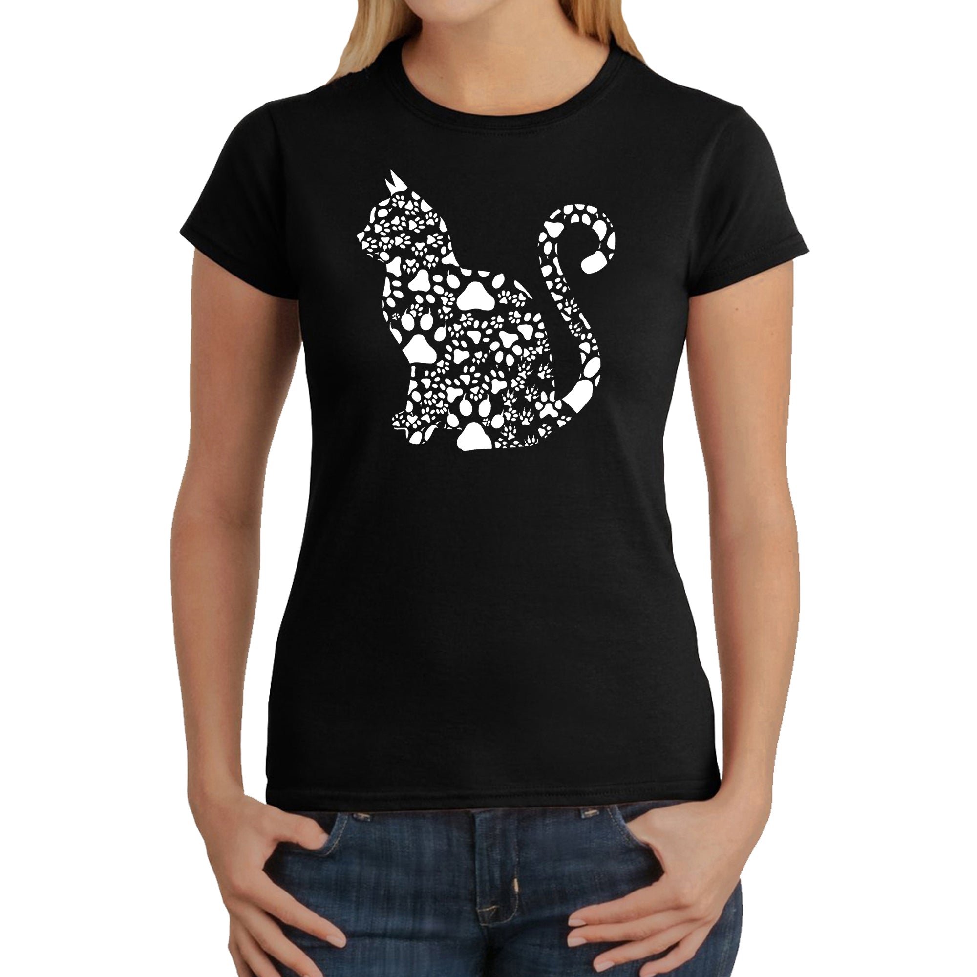 Cat Claws - Women's Word Art T-Shirt - Black - Medium