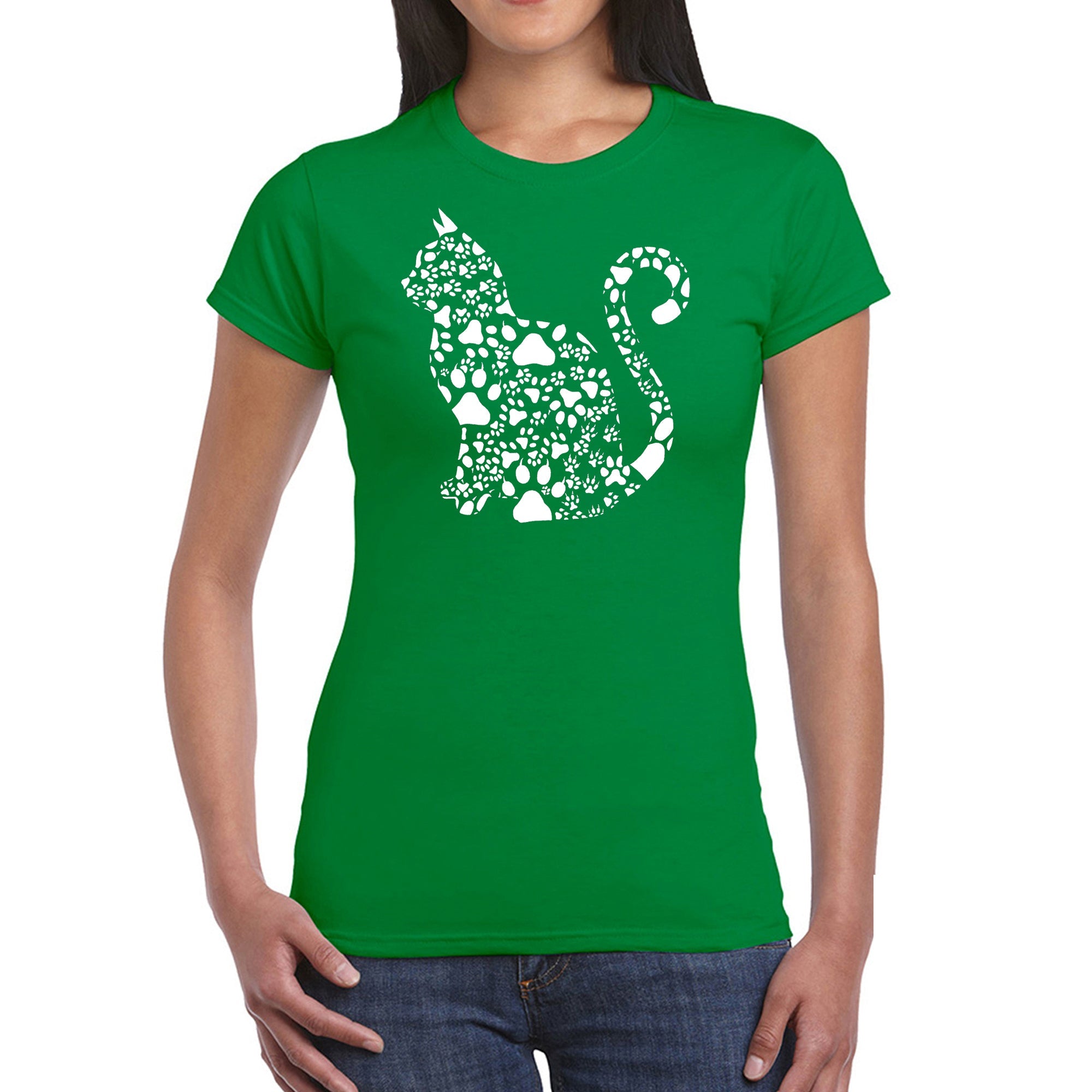 Cat Claws - Women's Word Art T-Shirt - Kelly - X-Large