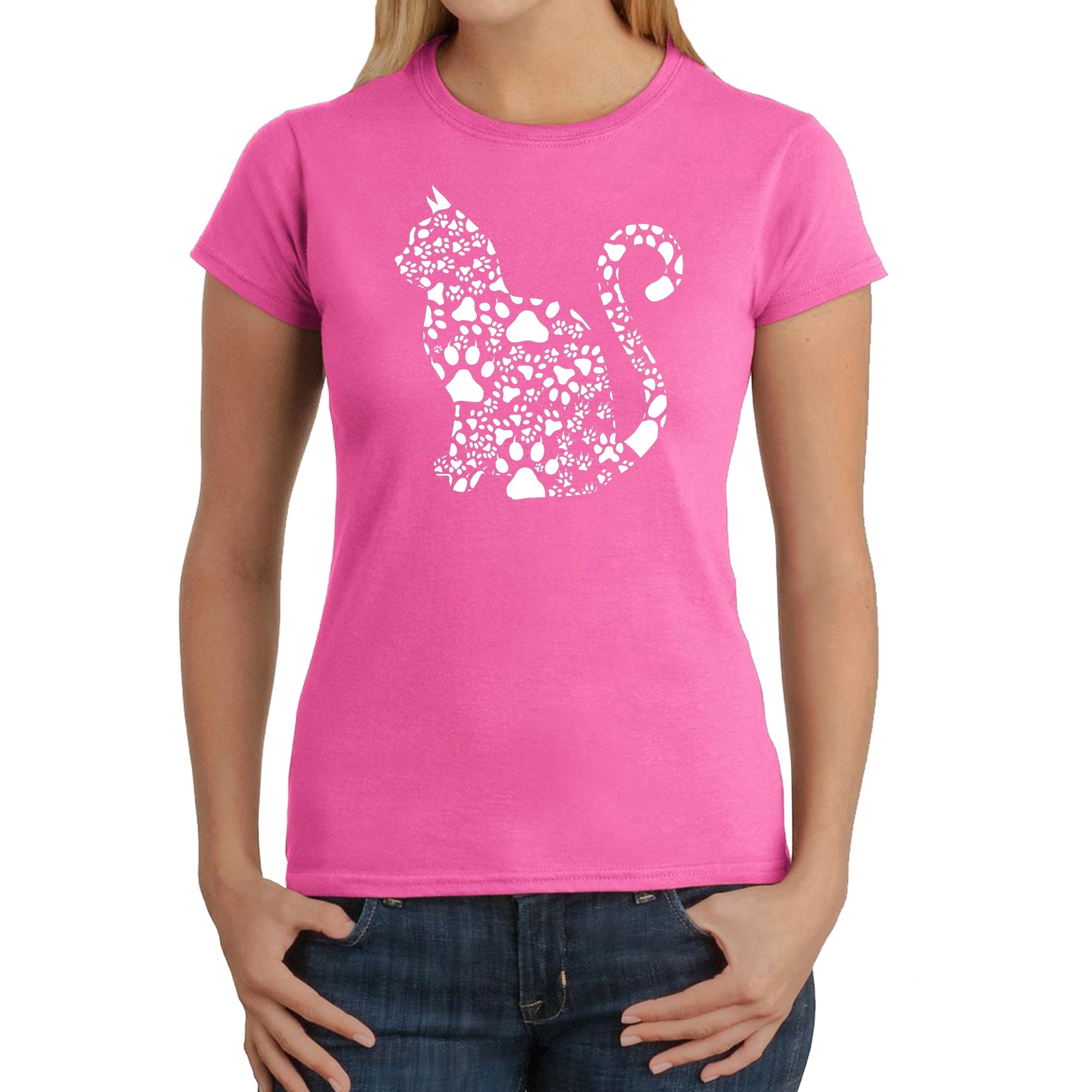 Cat Claws - Women's Word Art T-Shirt - Pink - XS