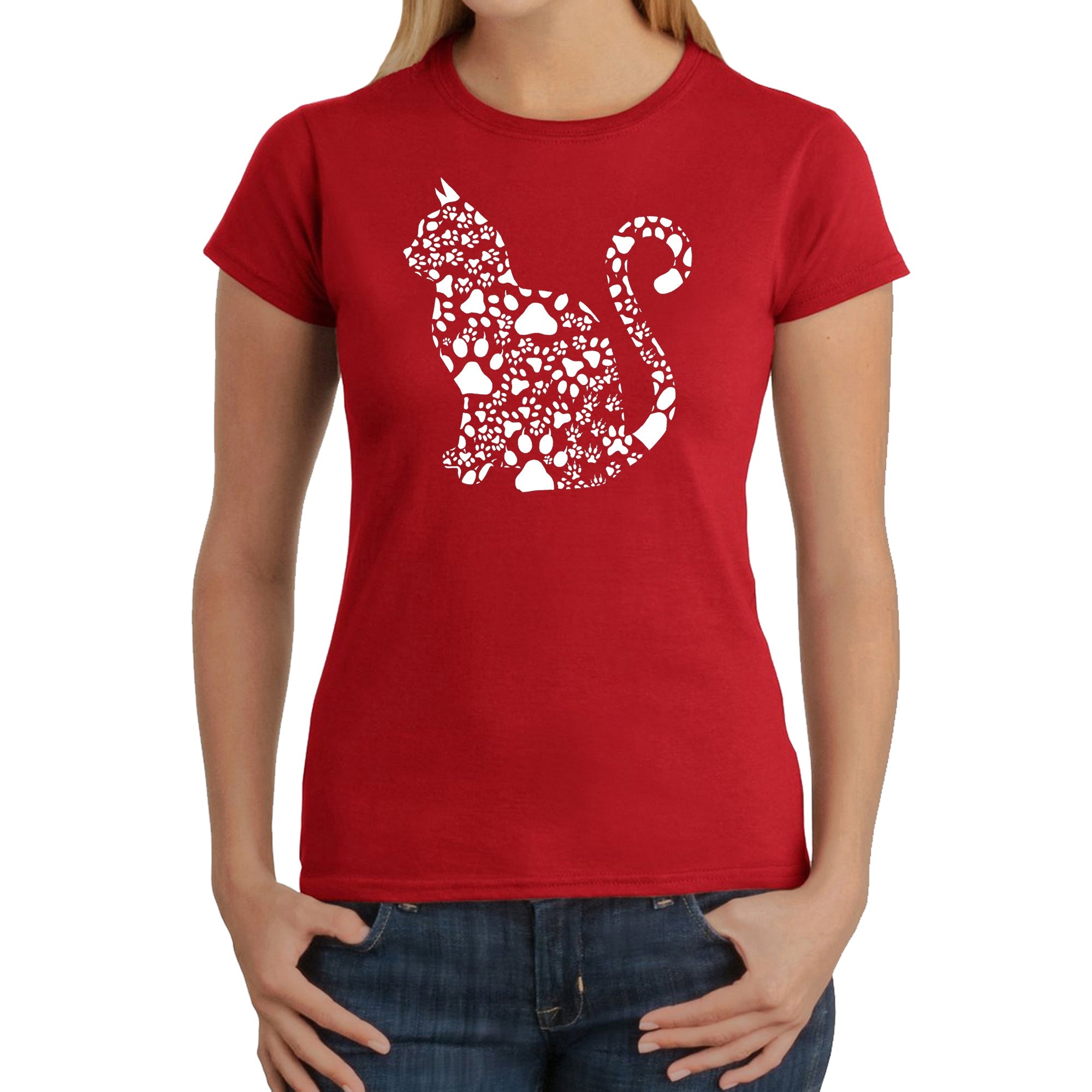 Cat Claws - Women's Word Art T-Shirt - Red - Medium