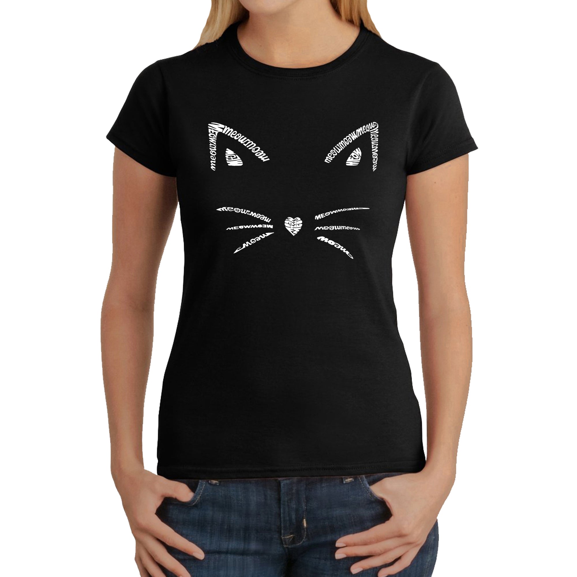 Whiskers - Women's Word Art T-Shirt - Black - Large
