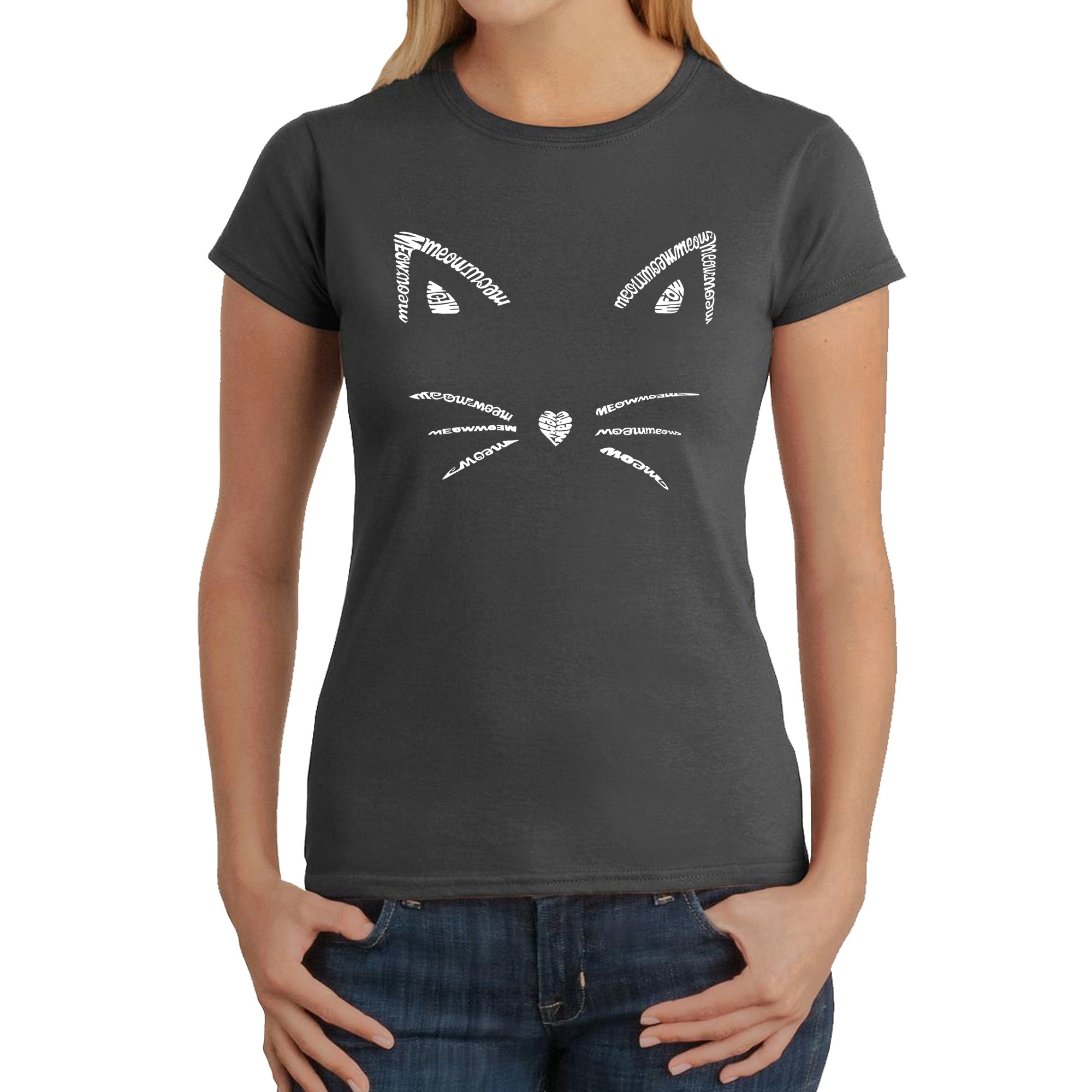 Whiskers - Women's Word Art T-Shirt - Grey - XX-Large