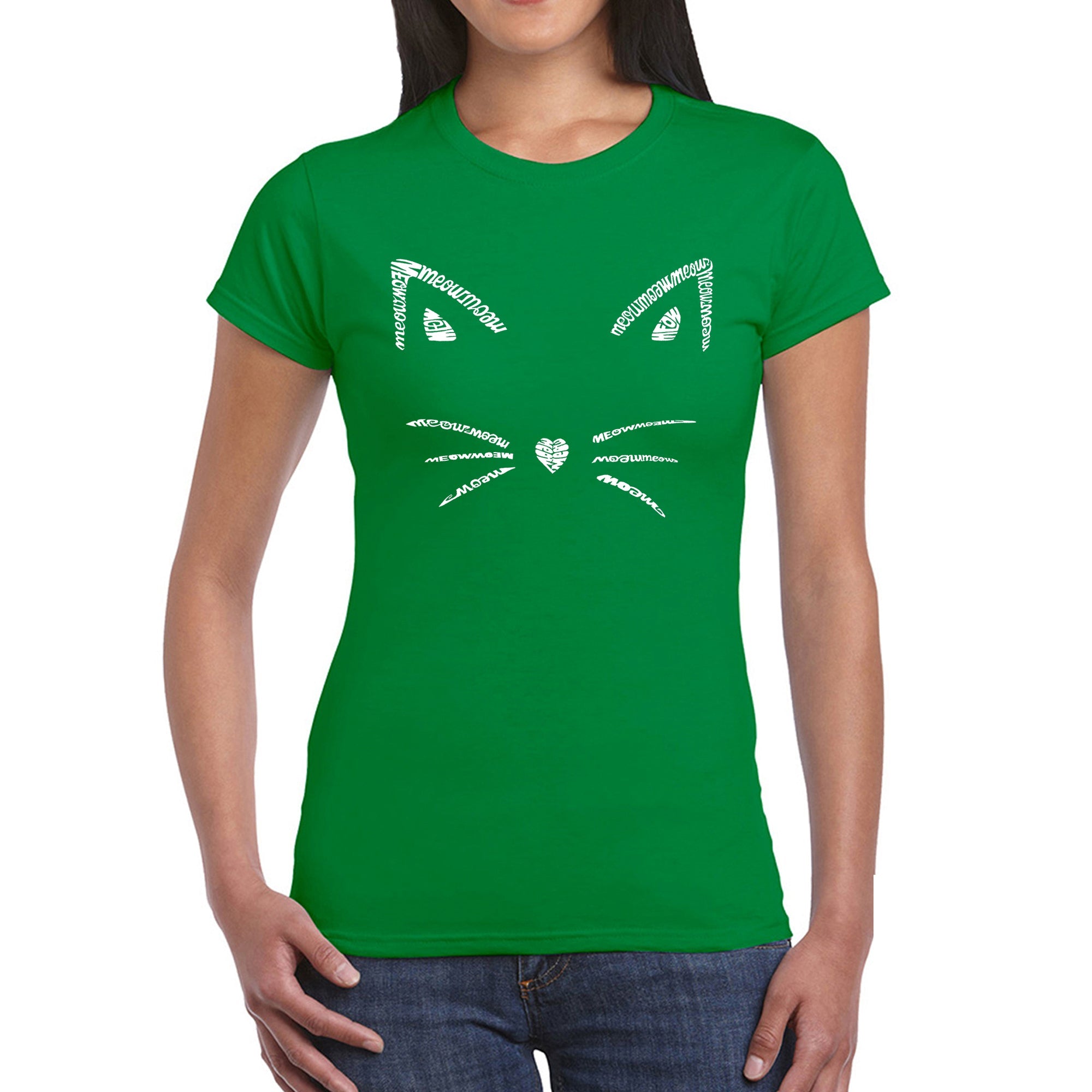 Whiskers - Women's Word Art T-Shirt - Kelly - Large