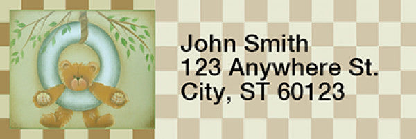 Tire Swing Teddy Narrow Address Labels by Lorrie Weber