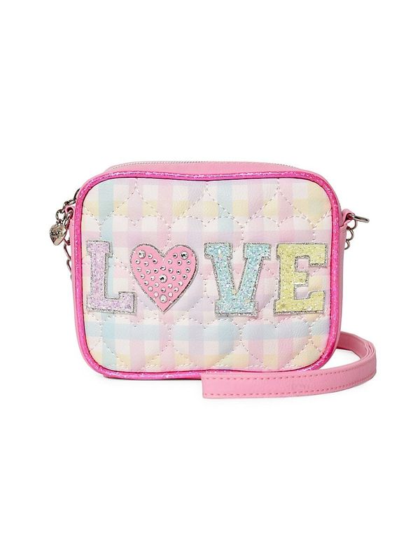 Girl's Love Gingham Quilted Crossbody Bag - Bubble Gum