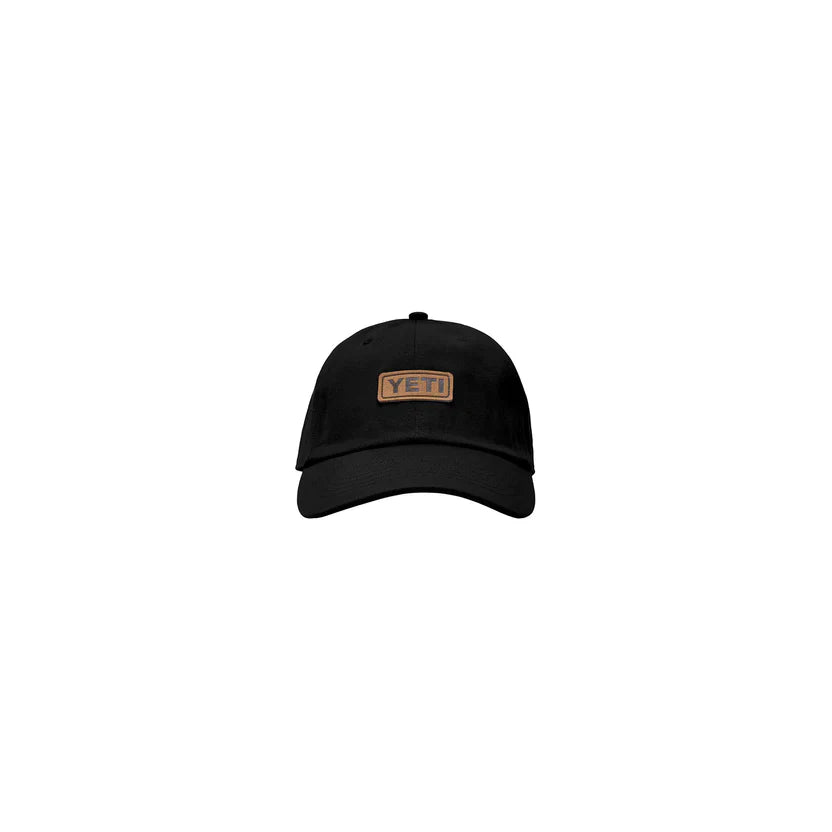 Yeti Leather Logo Baseball Hat Black