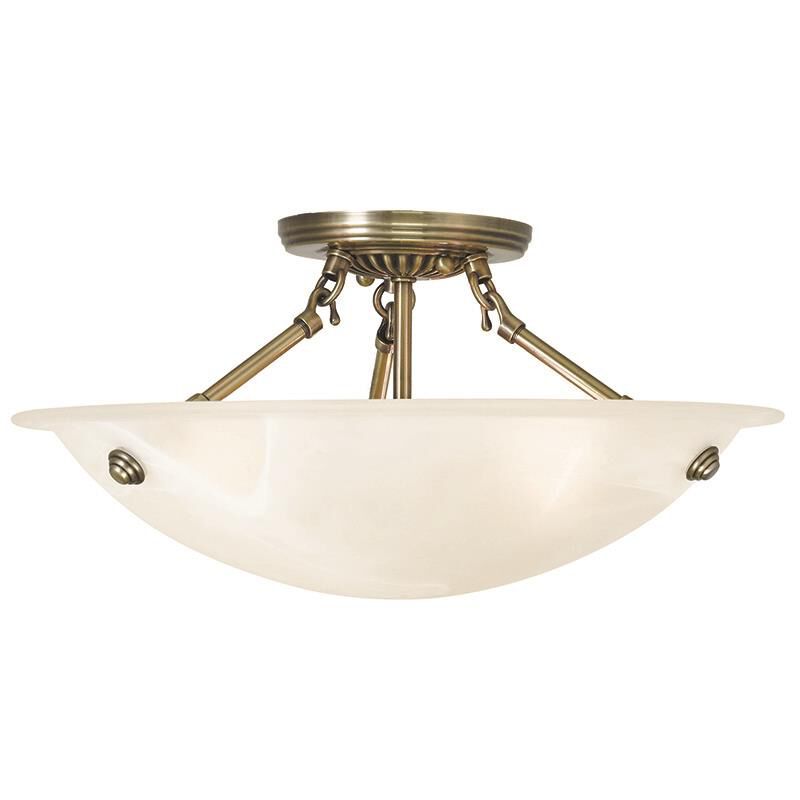 Livex Lighting Home Basics 16 Inch 3 Light Semi Flush Mount Home Basics - 4273-01 - Modern Contemporary