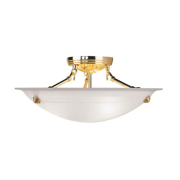 Livex Lighting Home Basics 16 Inch 3 Light Semi Flush Mount Home Basics - 4273-02 - Modern Contemporary