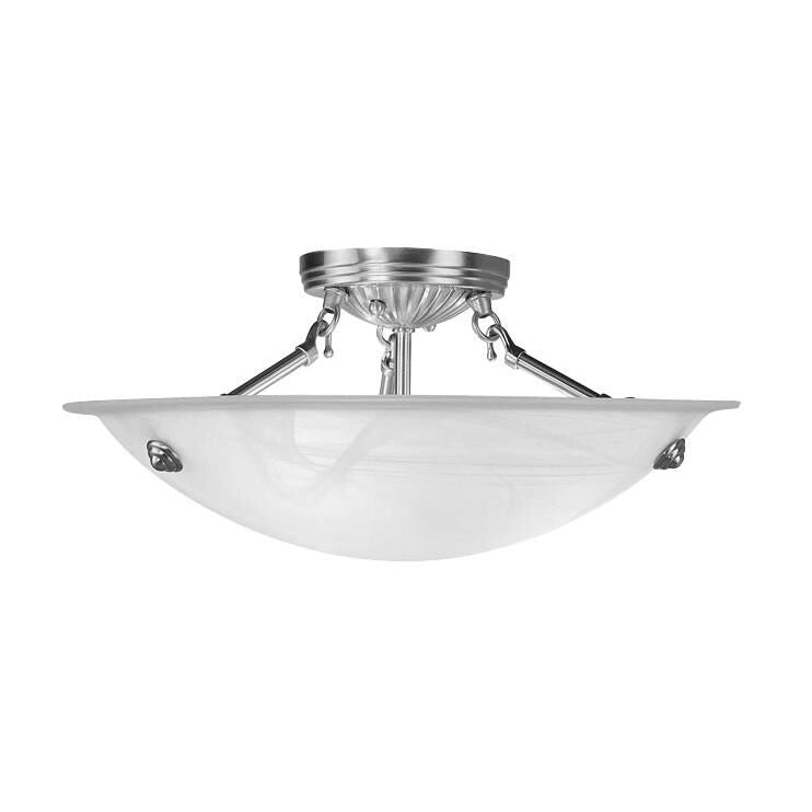 Livex Lighting Home Basics 16 Inch 3 Light Semi Flush Mount Home Basics - 4273-91 - Modern Contemporary