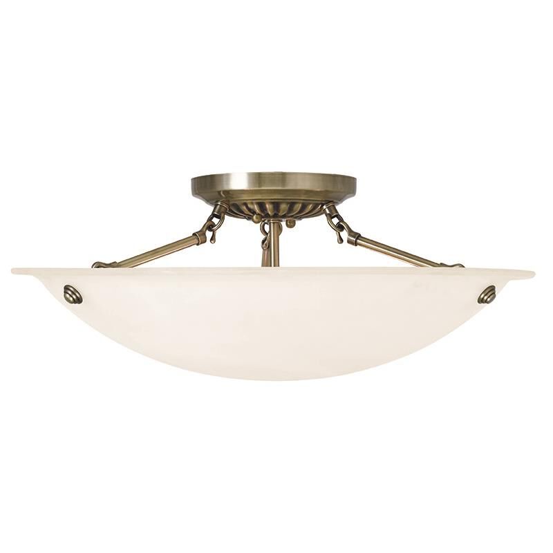 Livex Lighting Home Basics 20 Inch 3 Light Semi Flush Mount Home Basics - 4274-01 - Modern Contemporary