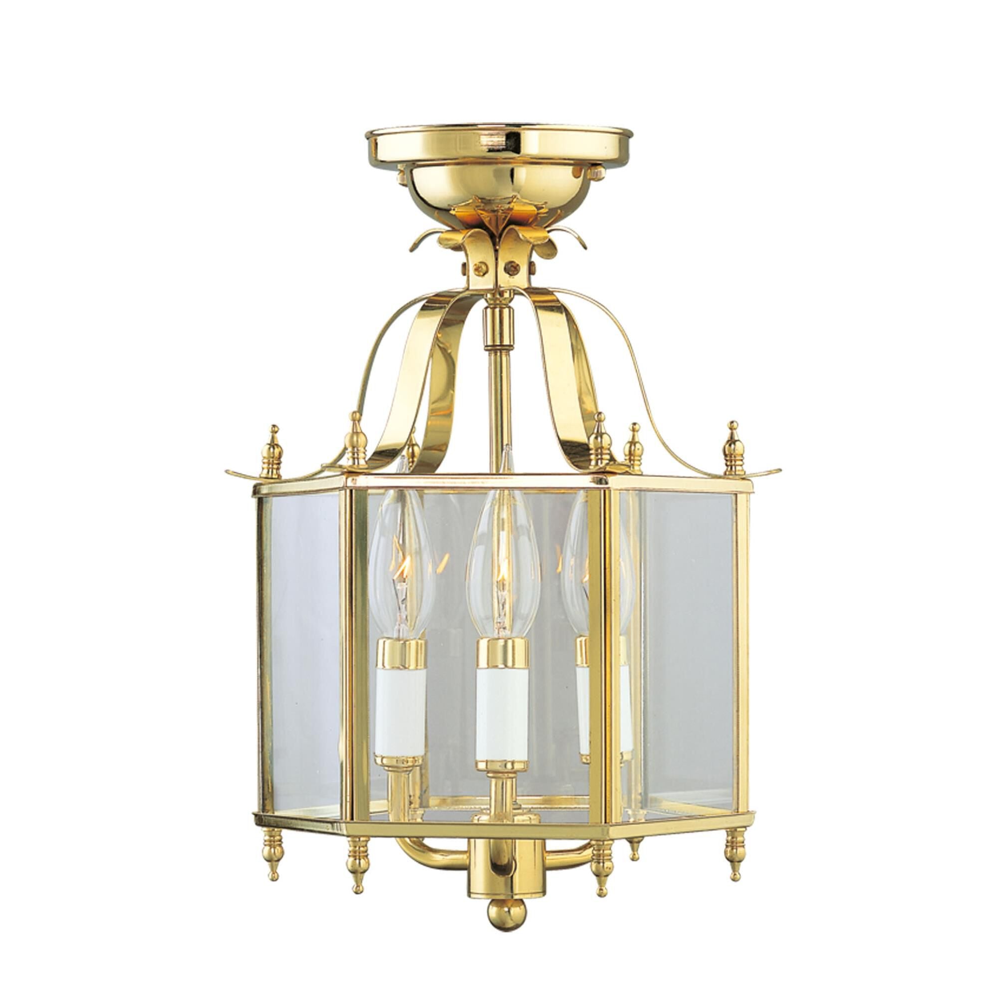 Livex Lighting Home Basics 10 Inch 3 Light Semi Flush Mount Home Basics - 4403-02 - Traditional