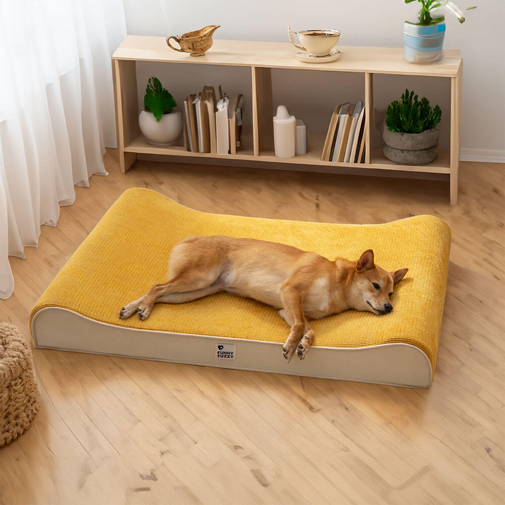 Luxurious Nobility Dog Lounge Chair Orthopedic Dog Bed, Yellow - L
