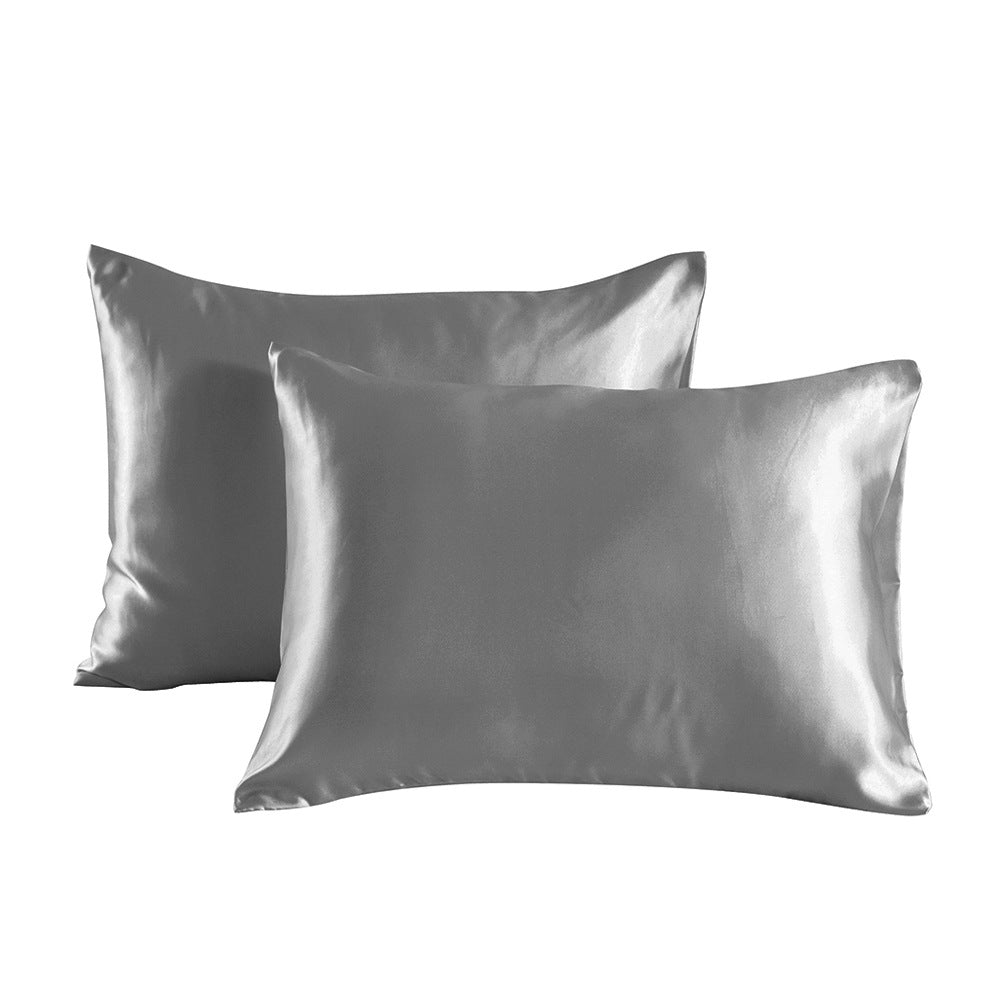 Luxury Soft Skin-Friendly Fabric Satin Pillowcase Set, Dark Grey - Queen - 2pcs