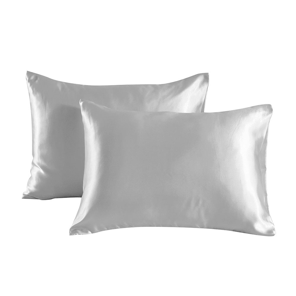 Luxury Soft Skin-Friendly Fabric Satin Pillowcase Set, Light Grey - King - 2pcs