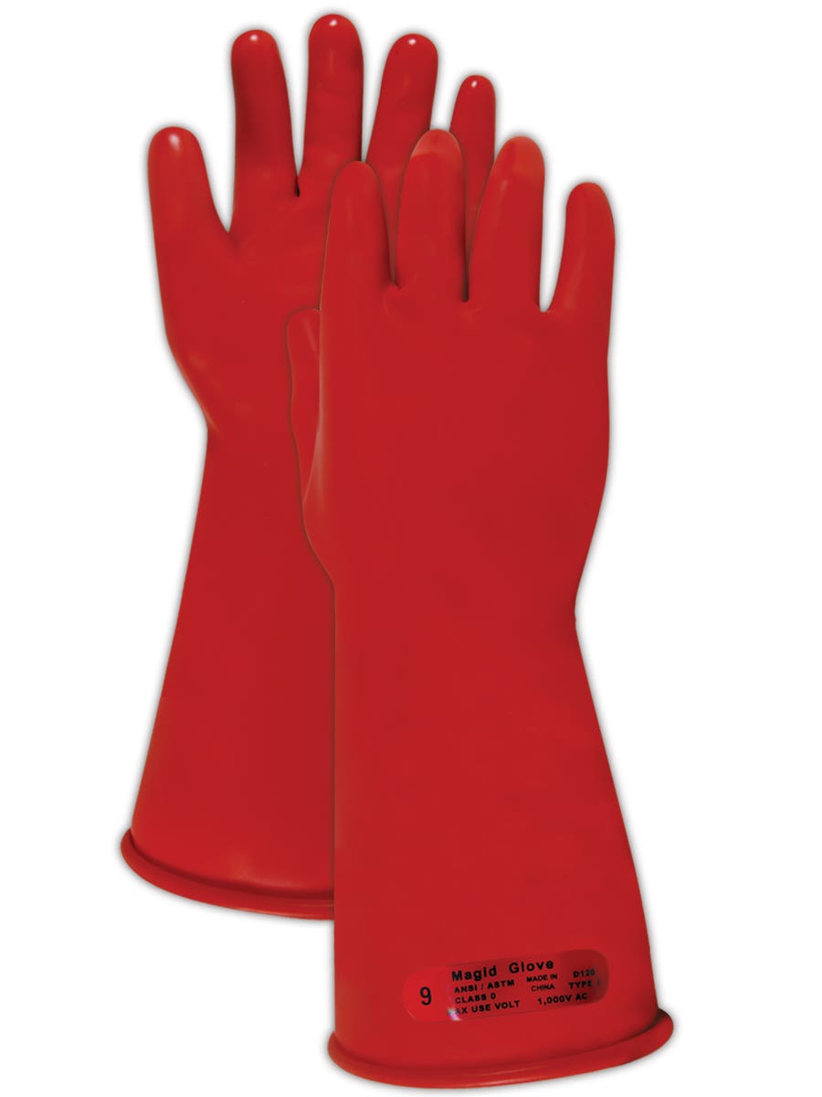 Magid A.R.C. M01 Class 0 Red Rubber Electrical Insulating Gloves