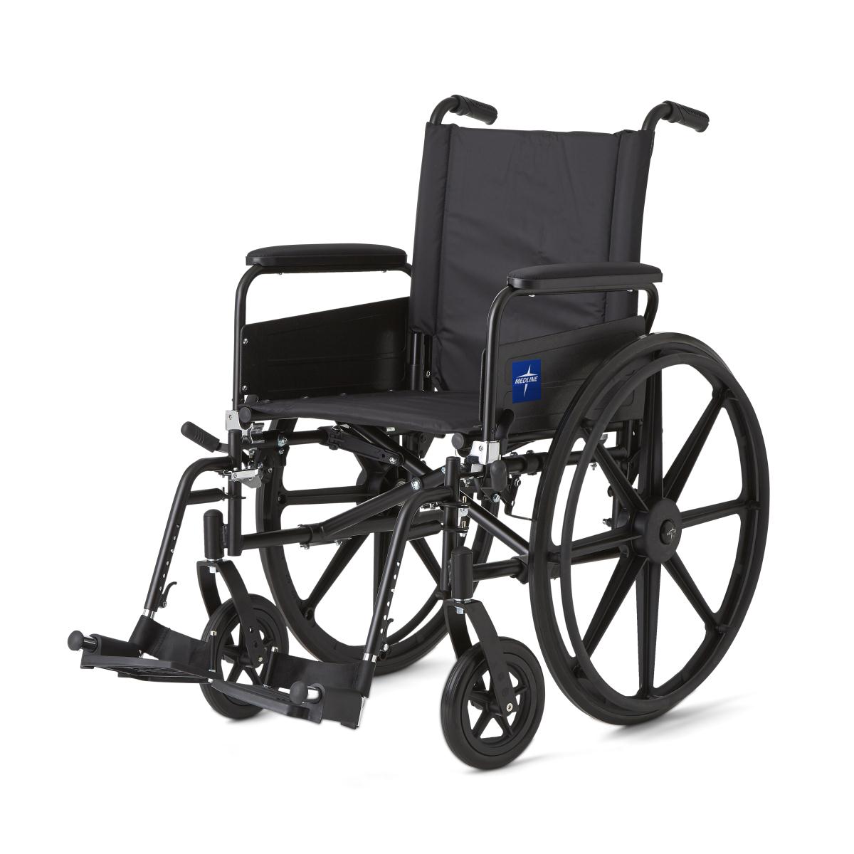 K4 Lightweight Wheelchair with Full-Length Arms and Swing-Away Footrests, 300 lb. Weight Capacity, 18" Width