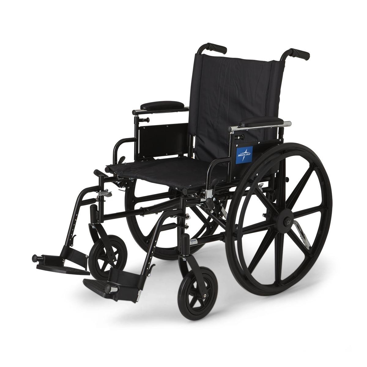 K4 Extra-Wide Lightweight Wheelchair with Height-Adjustable Desk-Length Arms and Footrests, 20" Width
